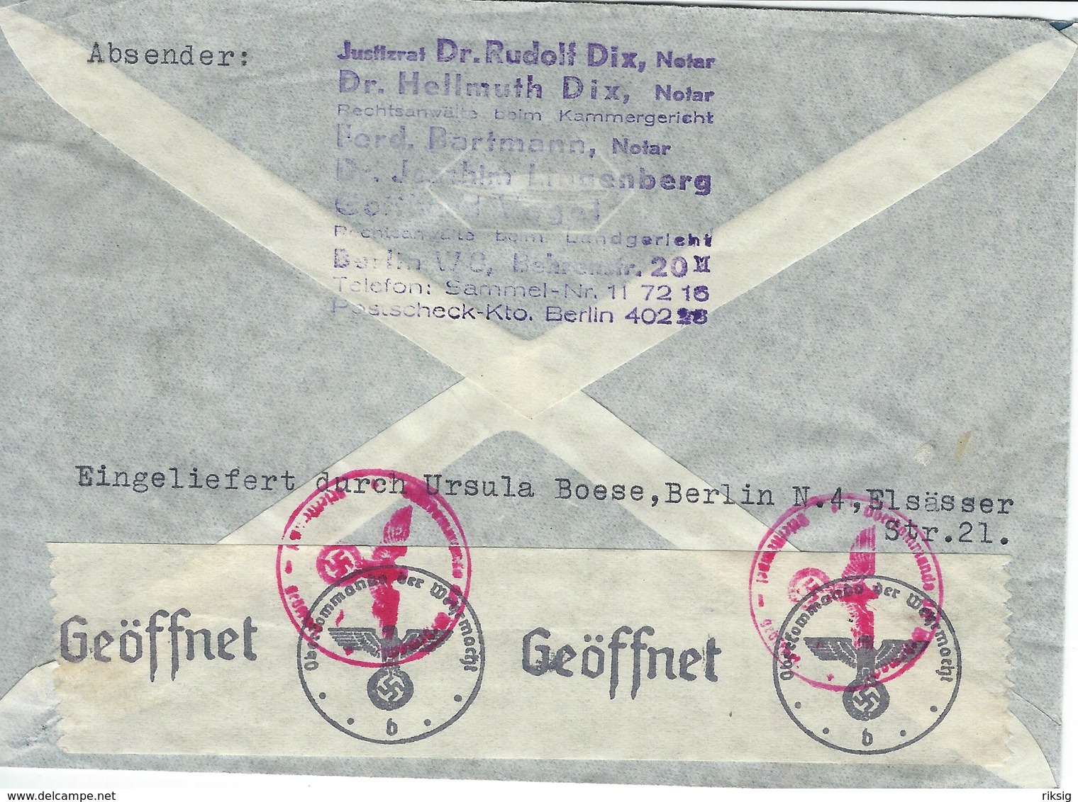 Germany - Airmail Cover. Geöffnet.  Sent To Denmark 1941   H-1413 - Airmail & Zeppelin