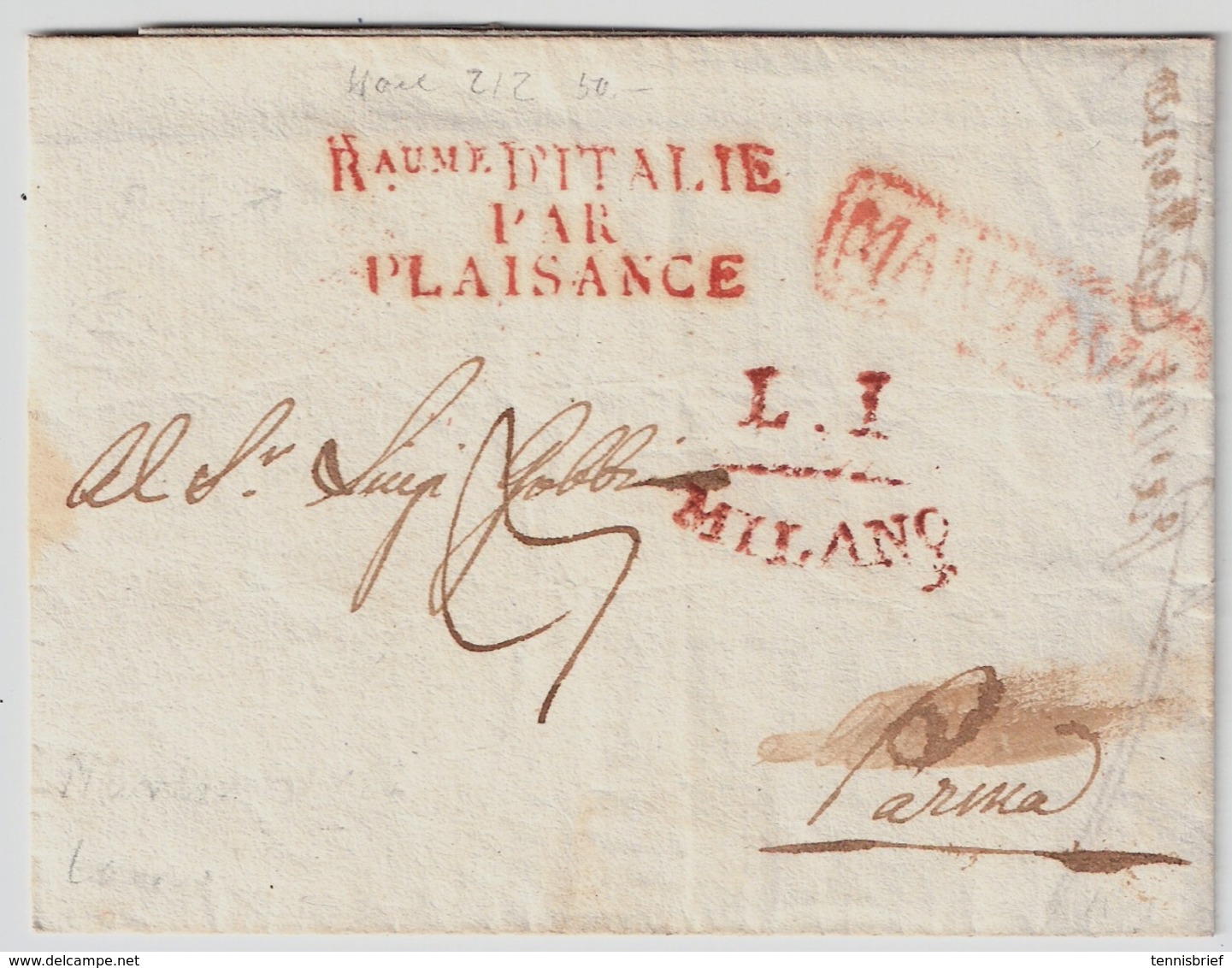 1812, " RAUME D' ITALIE - PAR - PLAISANCE " Tres Claire  , #a1531 - Marques D'entrées