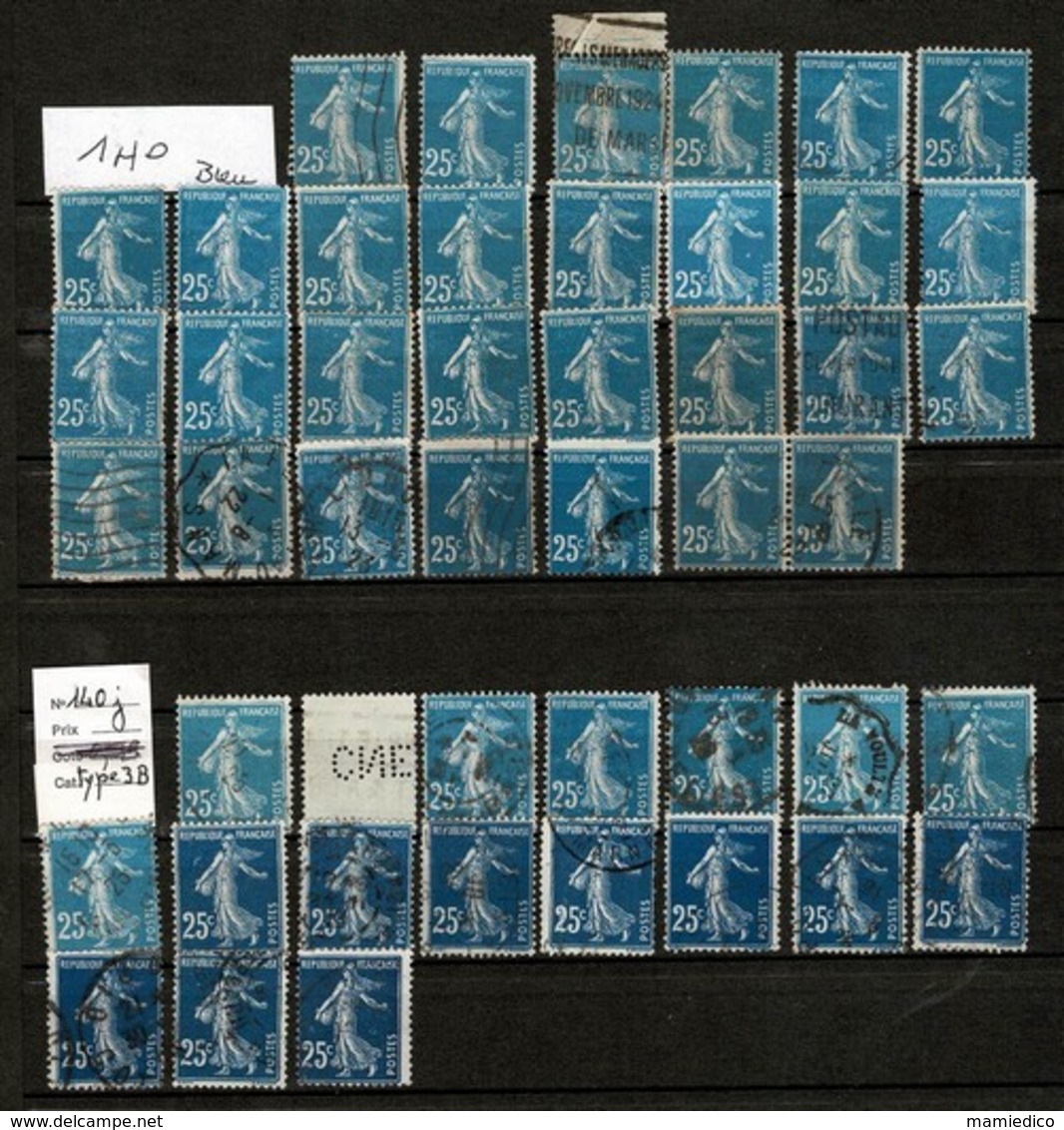 47 Timbres"Semeuse Fond Plein Sans Sol 25c Variétés à Trier. Neufs (avec Ou Sans Colle) Et Oblitérés. Bon état - Vrac (max 999 Timbres)