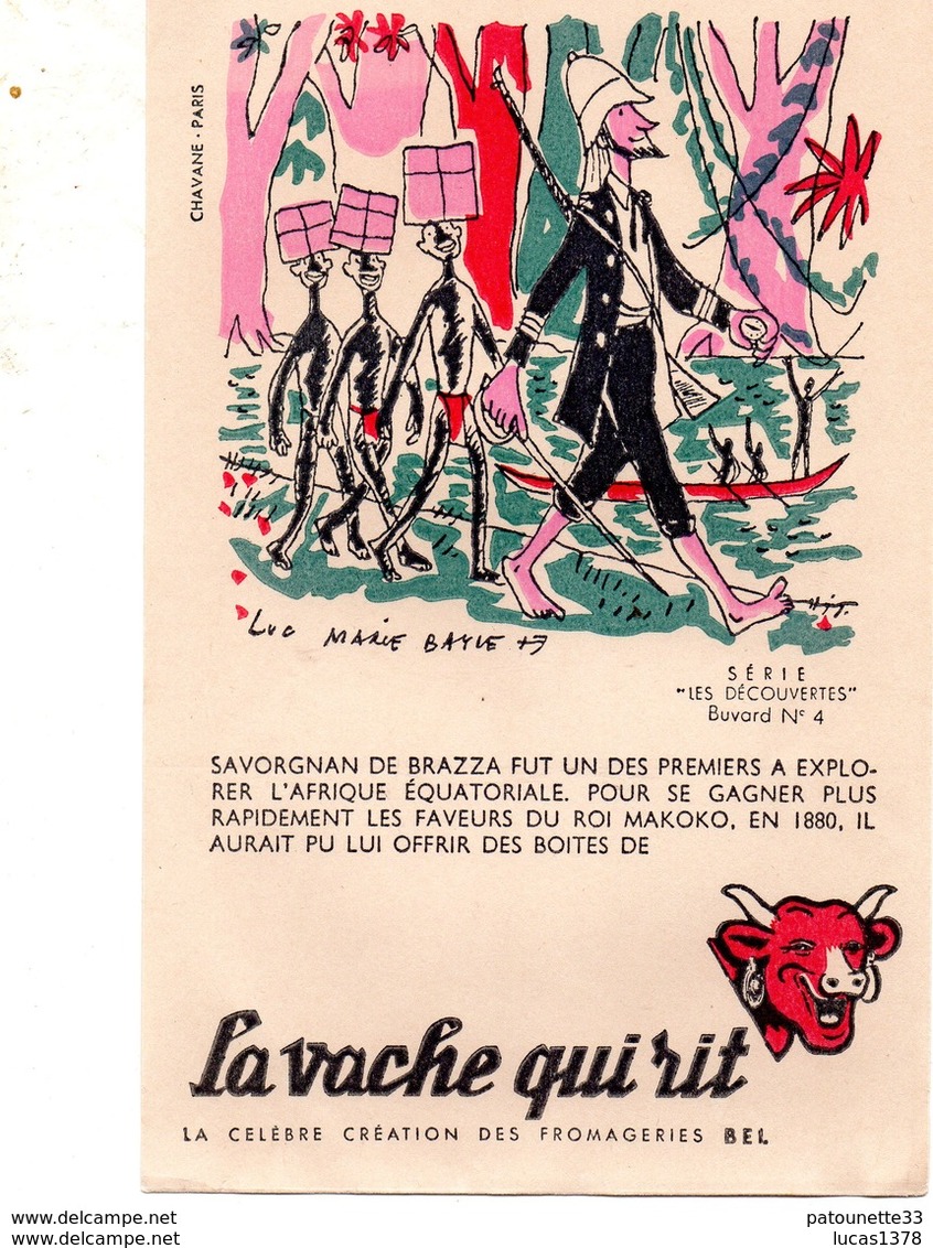 Buvard - La Vache Qui Rit - Série Les Découvertes Buvard N°4 / SAVORGNAN DE BRAZZA - Lattiero-caseario