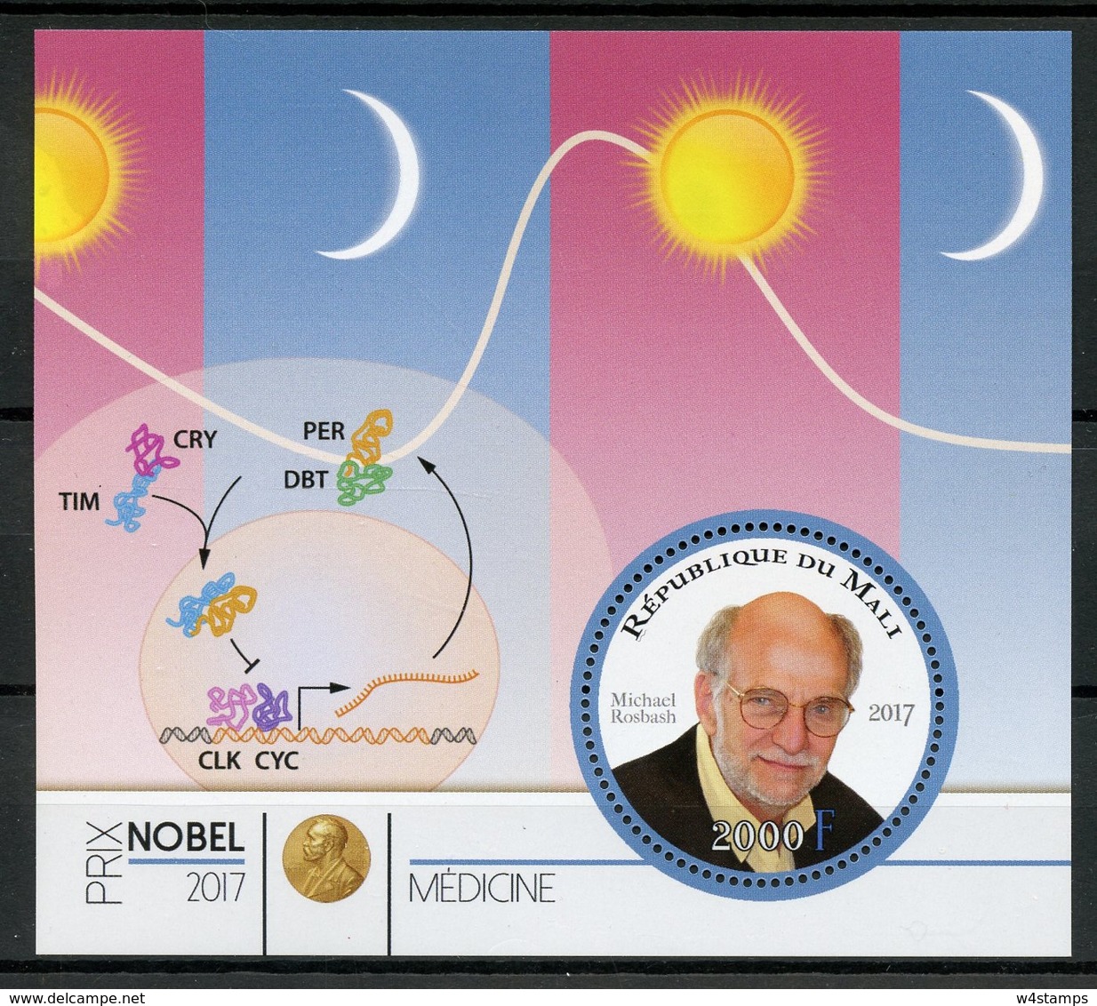 Mali 2017 MNH Nobel Prize Winners Medicine Michael Rosbash 1v S/S Science Stamps - Nobel Prize Laureates