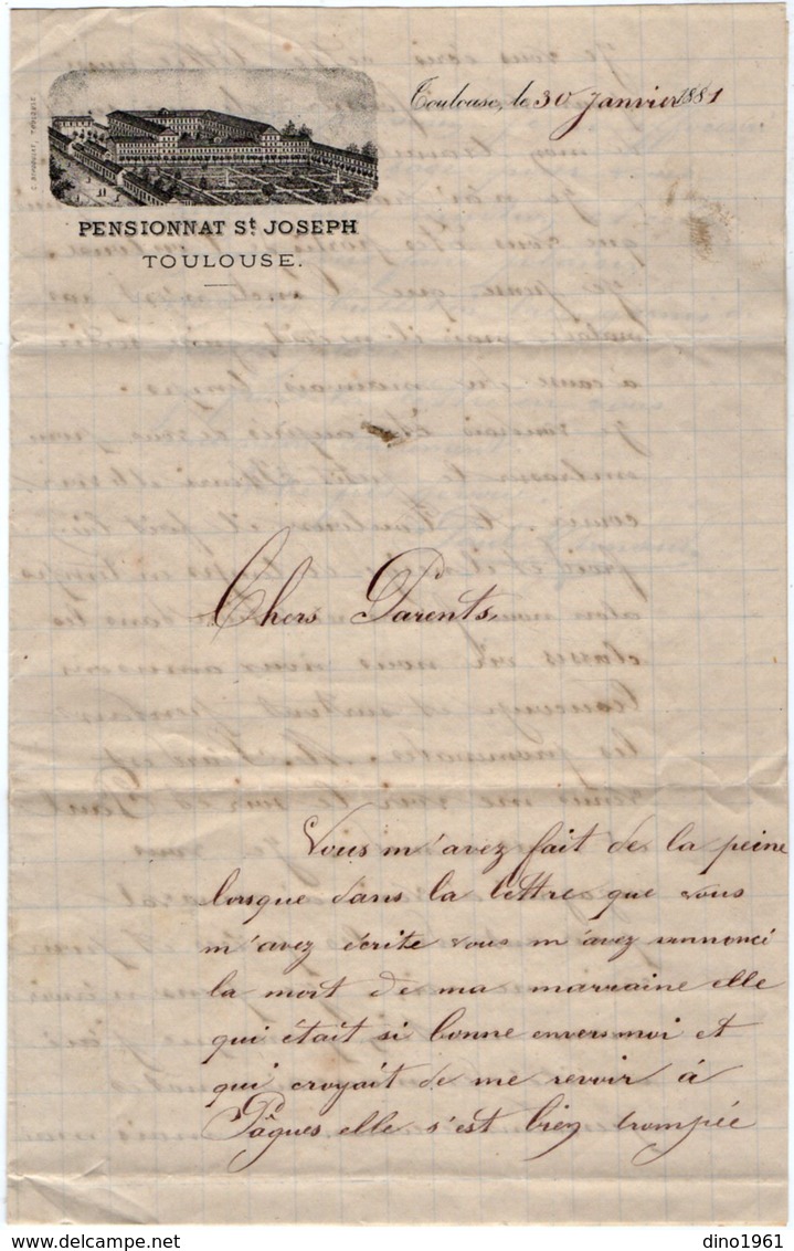 VP13.583 - 1881 - Lettre Ilustrée - Mr Paul ARMAND Au Pensionnat Saint - Joseph à TOULOUSE - Récit - Manuscrits