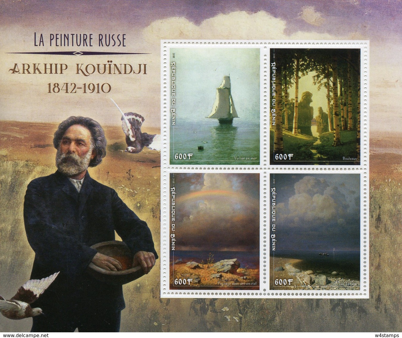 Benin 2018 MNH Arkhip Kuindzhi Kouindji Russian Painter 4v M/S Russian Art Paintings Stamps - Other & Unclassified