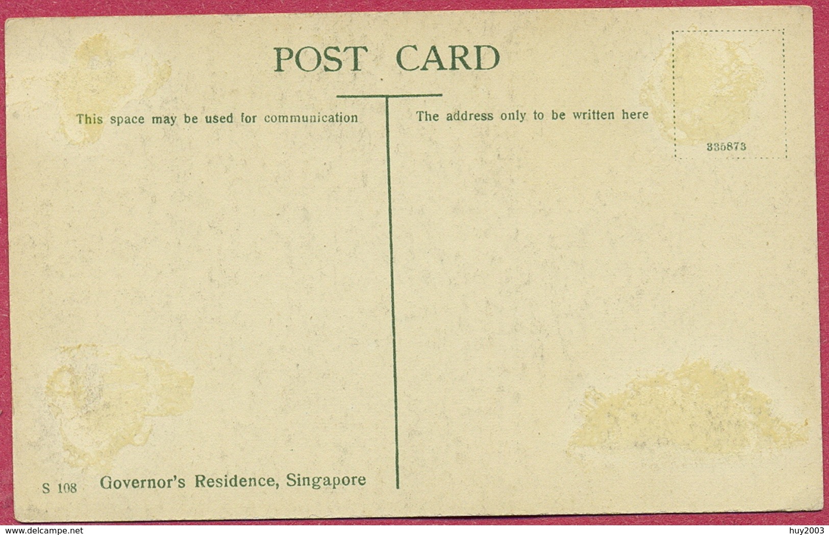 Singapore 1900's (UNC) Governors' Residence S108 + Government House Max Ludwig N°24 + G House N°72 - CPA Old Collection - Singapour