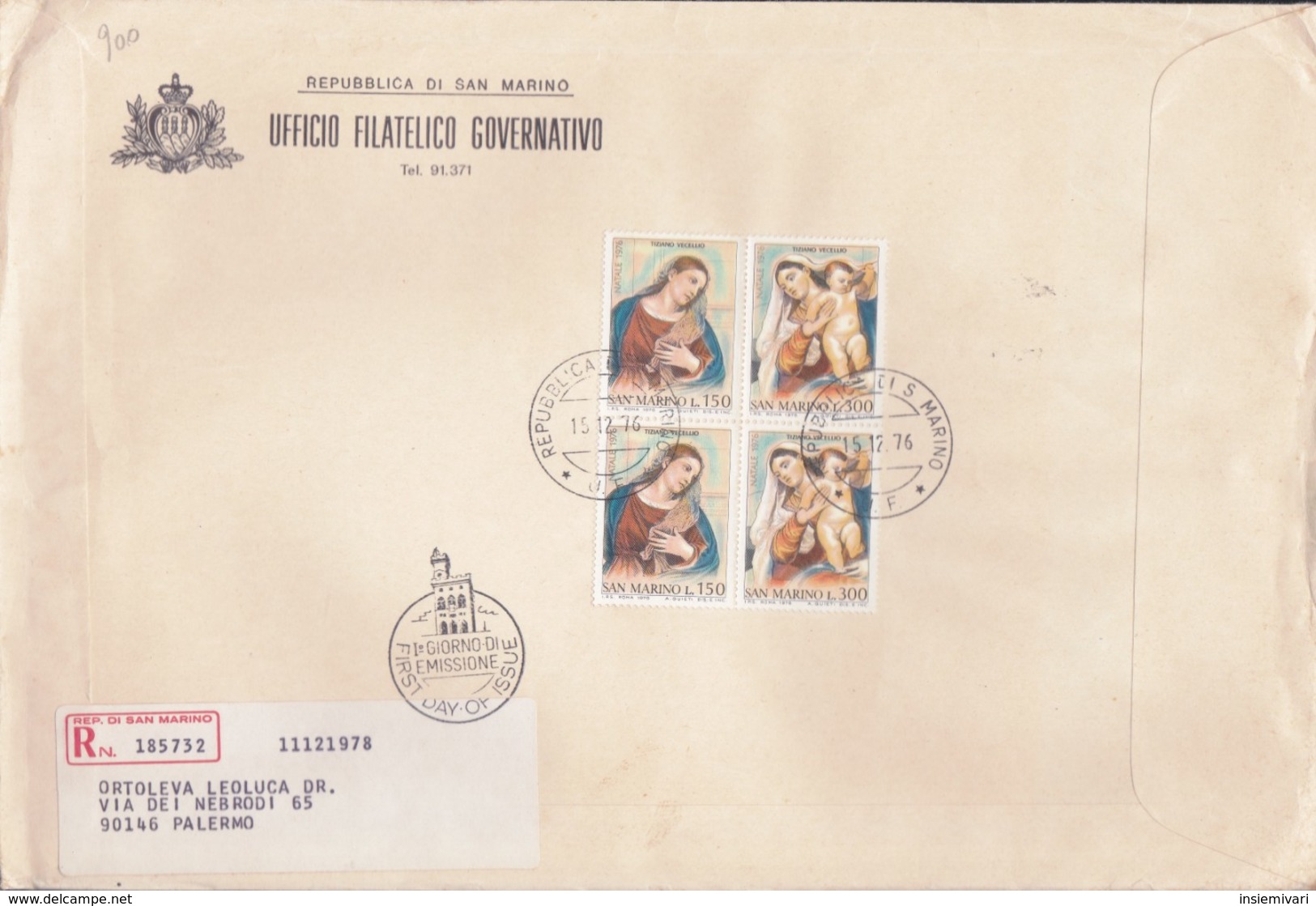 San Marino 1976  - FDC AASFN Natale Raccomandata. - FDC