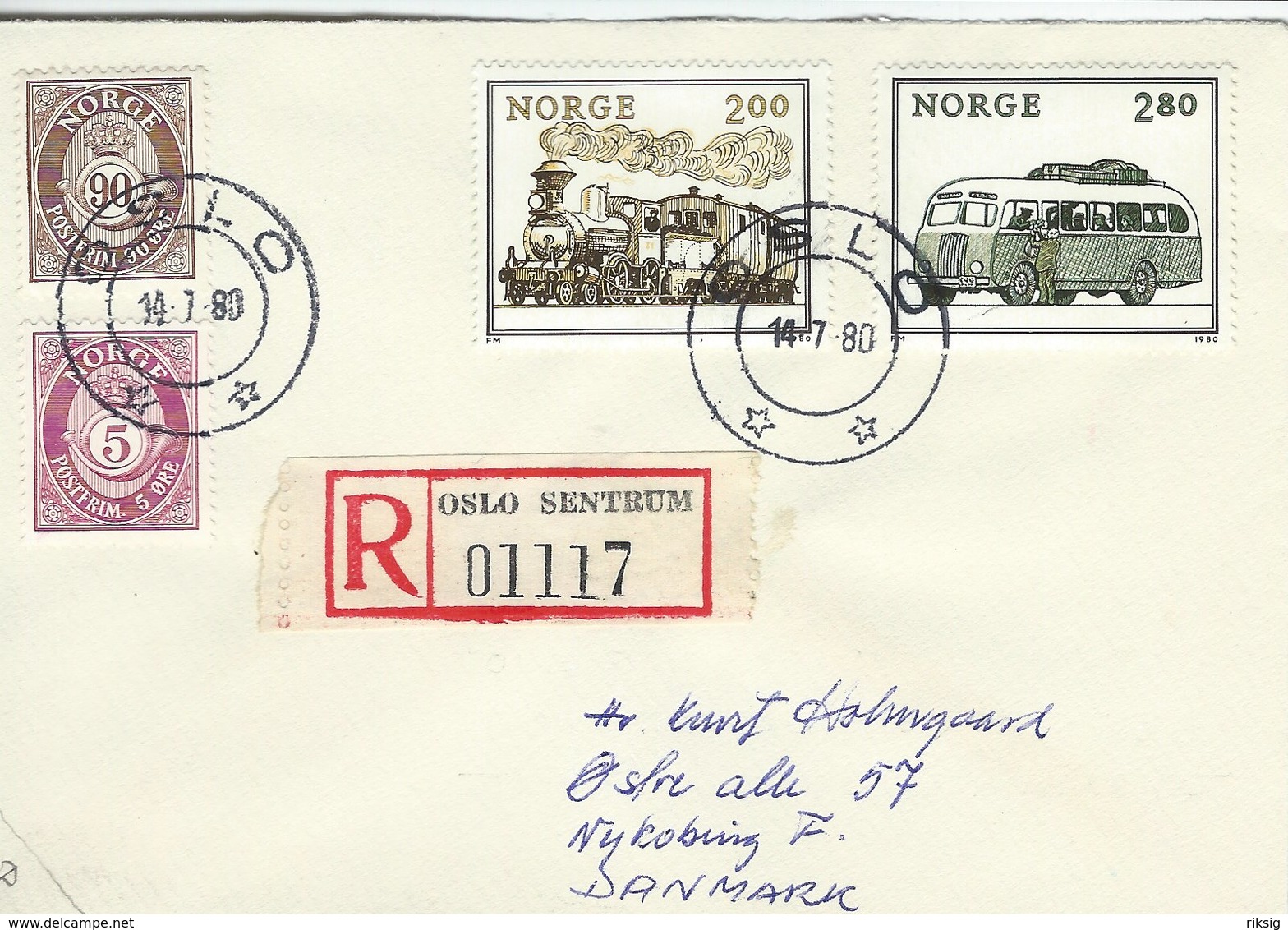 Norway  -  Registered Cover Sent To Denmark 1980    H-1421 - Other & Unclassified