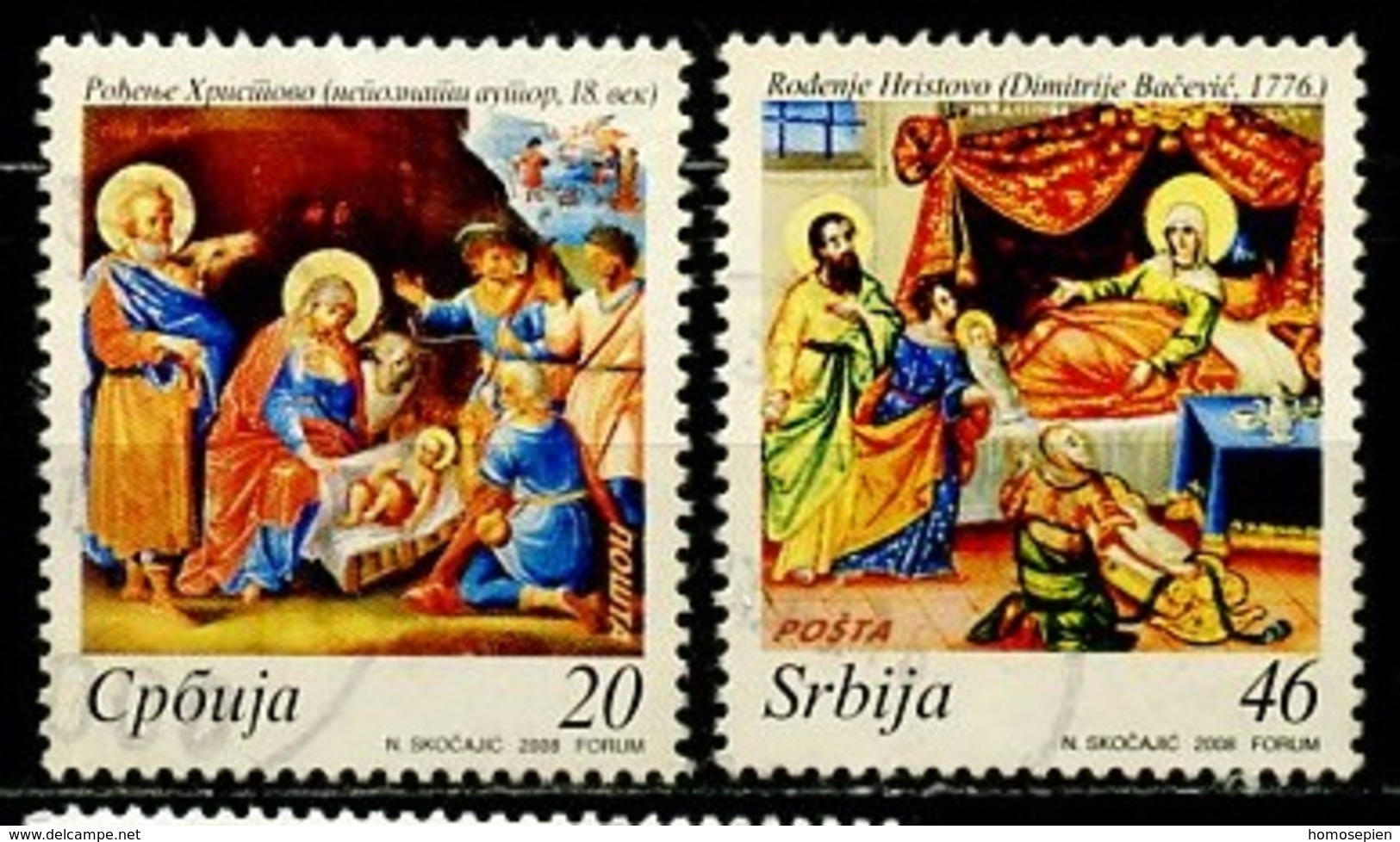 Serbie - Serbia - Serbien 2008 Y&T N°261 à 262 - Michel N°268 à 269 (o) - Série Noël - Serbie