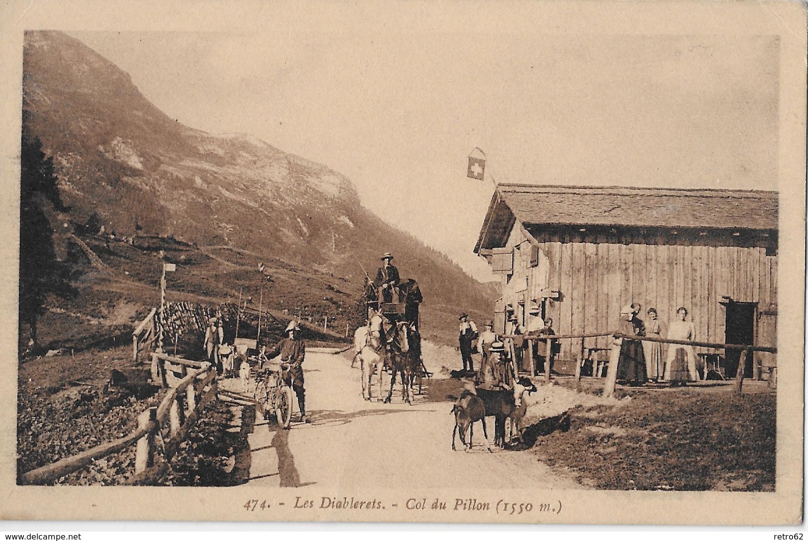 COL DU PILLON  → Diligence Avec Beaucoup De Passants Ca.1910    ►RRR◄ - Sonstige & Ohne Zuordnung