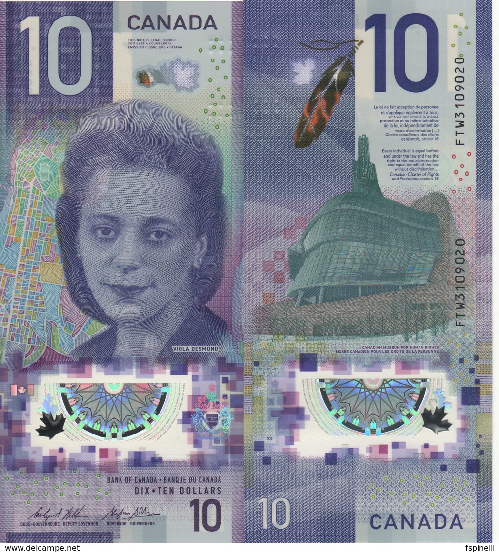 CANADA Newly Issued $ 10     Polimer   "Commemorative"   2018      UNC - Kanada