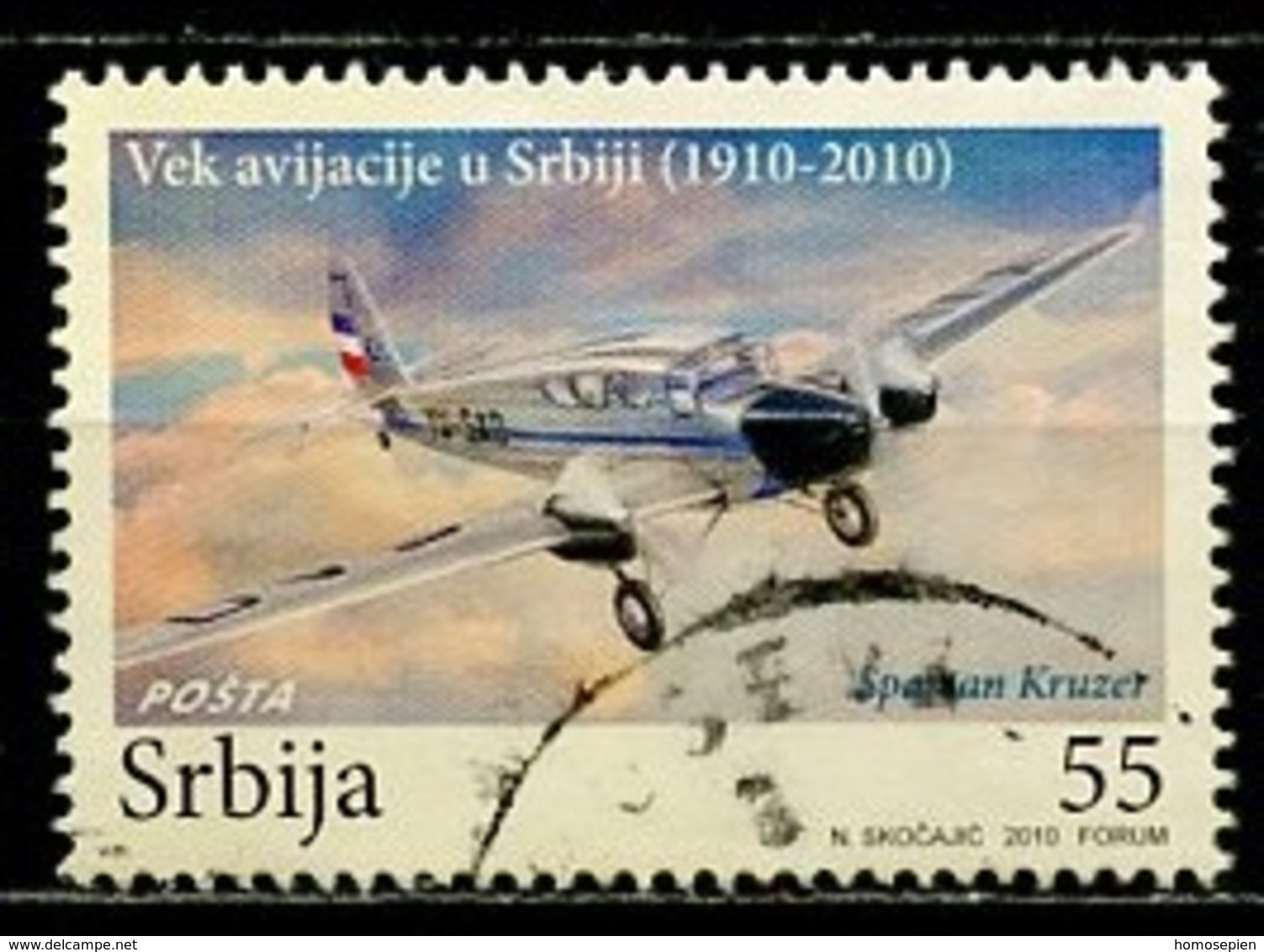 Serbie - Serbia - Serbien 2010 Y&T N°376 - Michel N°383 (o) - 66d Avion De Chasse - Serbie