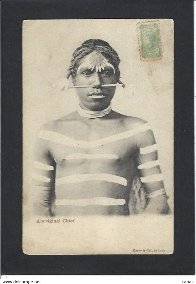 CPA Australie Australia Aborigène écrite Chef - Aborigeni