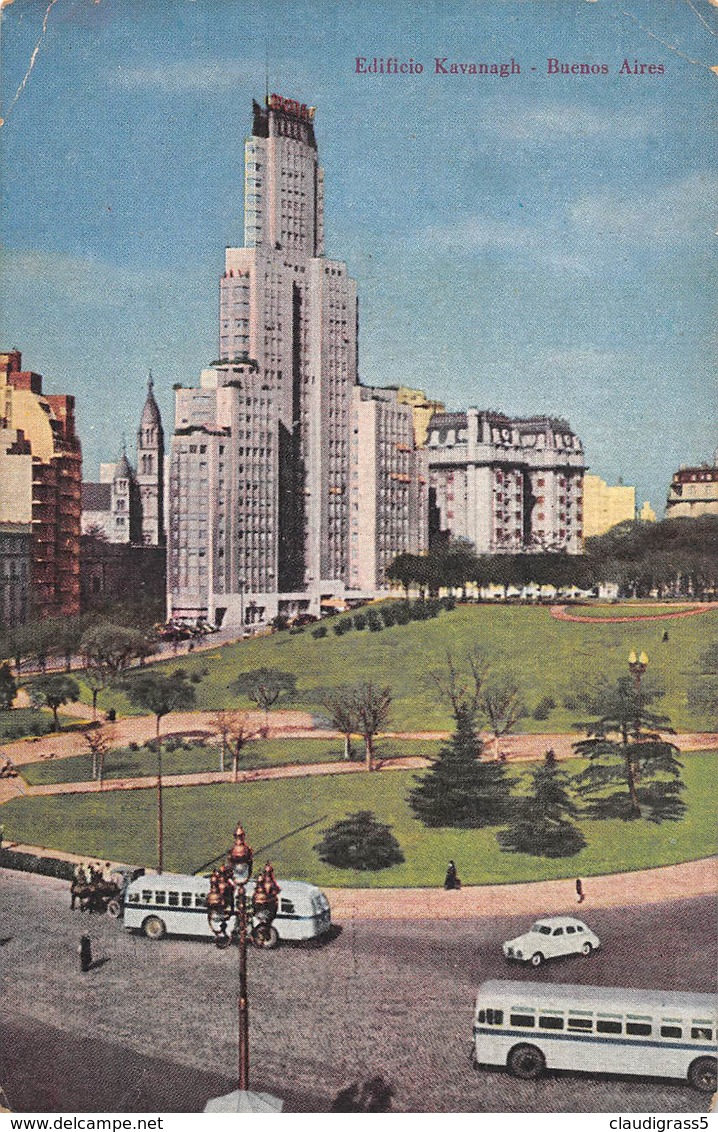 0334 " BUENOS AIRES - EDIFICIO KAVANAGH " ANIMATA CON AUTO E PERSONE  .- CART. ORIG. NO SPED. - Argentina