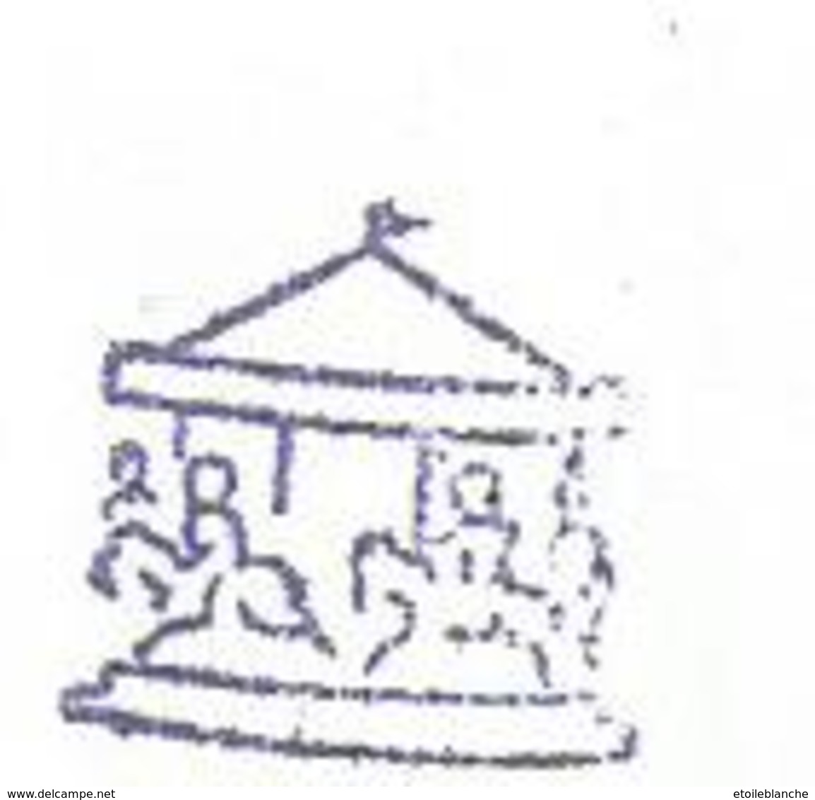 Manège, Fête Foraine, Chevaux De Bois - Tampon Scolaire Ancien, Petit Cube - French Rubber Stamp, School - Dessin - Scrapbooking