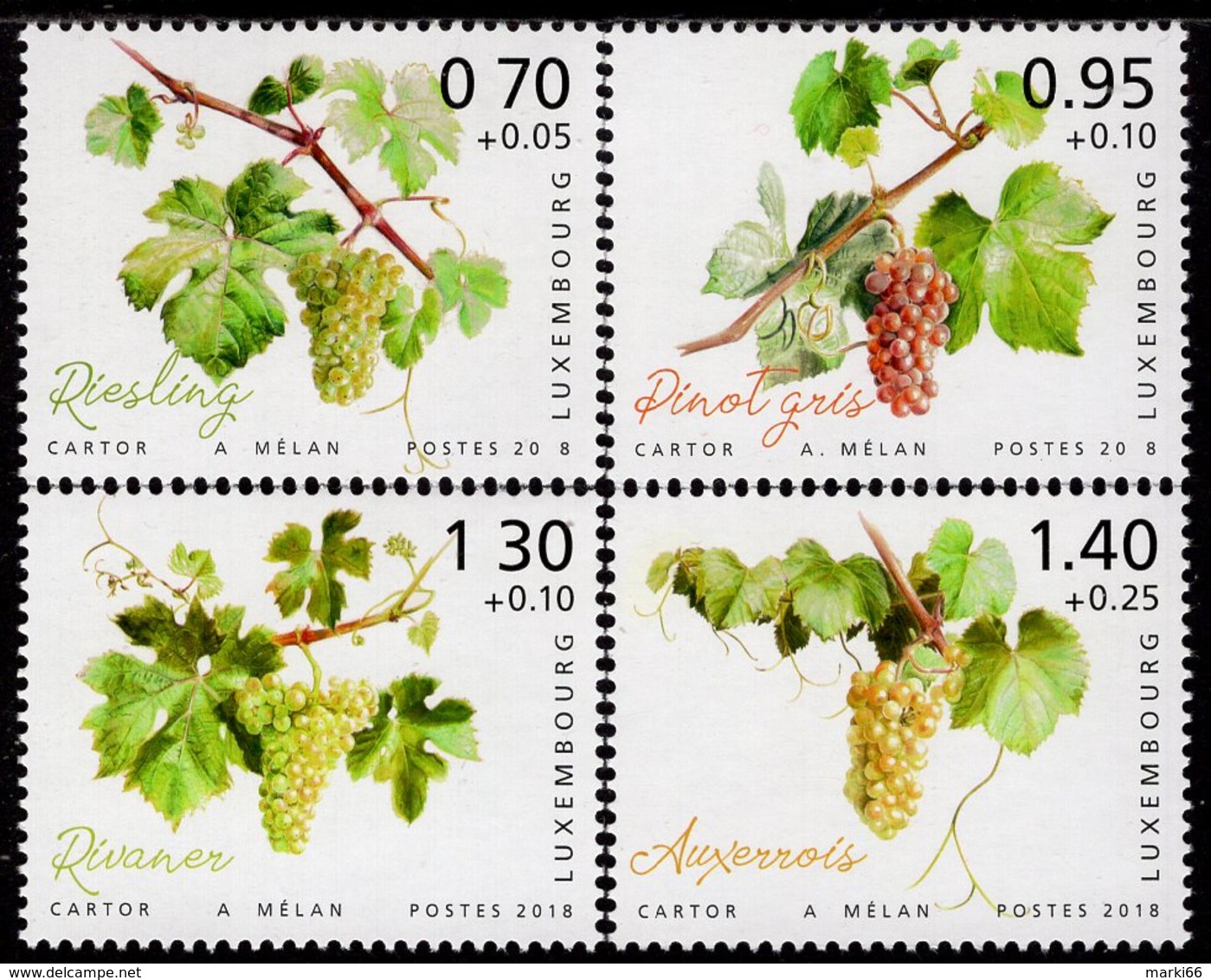 Luxembourg - 2018 - Mosel Wine Region - Mint Stamp Set With Charity Surcharge - Nuevos