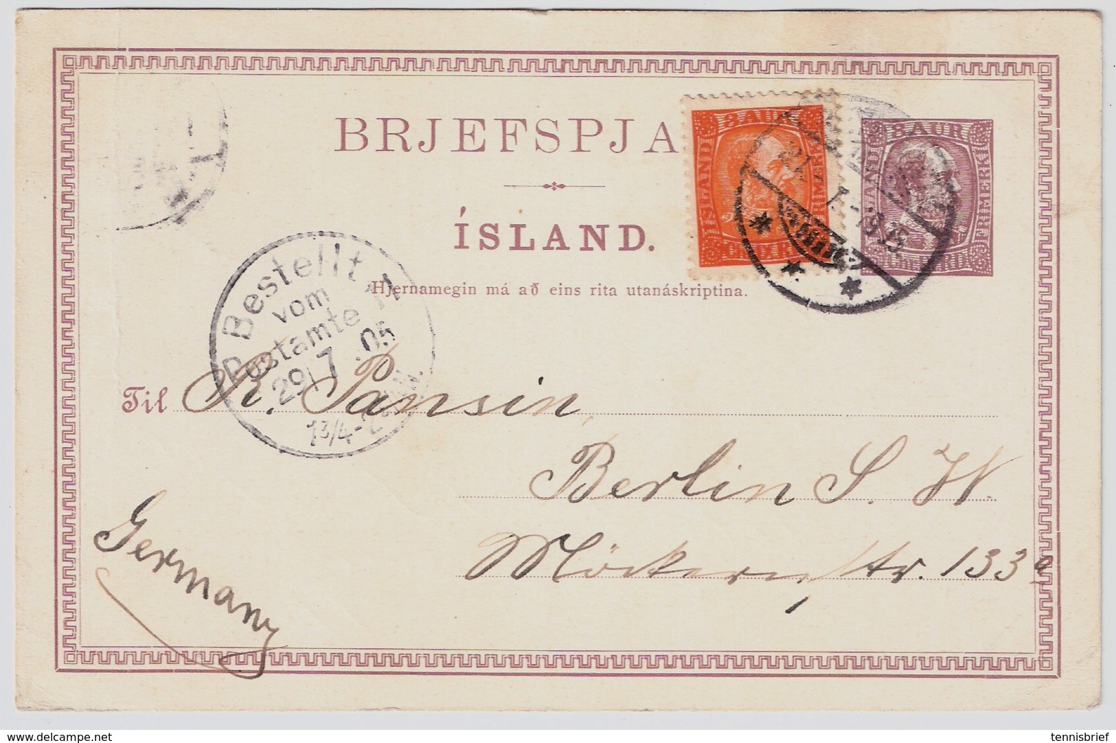 1905, Stationary 8 A. , Add. 3 A., Commercial Use !#a1543 - Briefe U. Dokumente