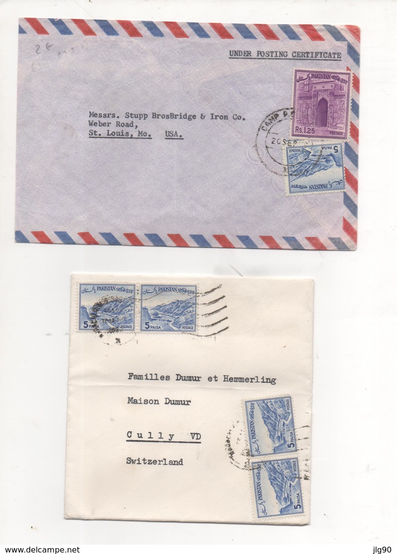 Pakistan 2 Letters To USA And Switzerland 1955 - Pakistan