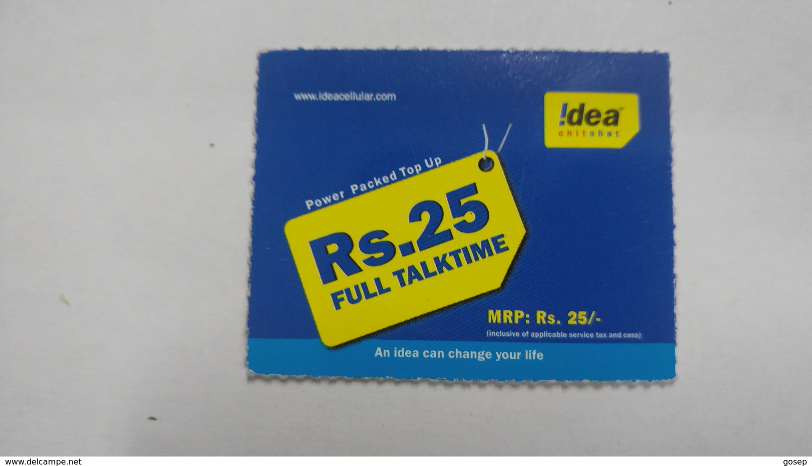 India-idea-full Talktime-card-(34d)-(rs.25)-(7500431488142)-(jaipur)-()-card Used+1 Card Prepiad Free - Inde