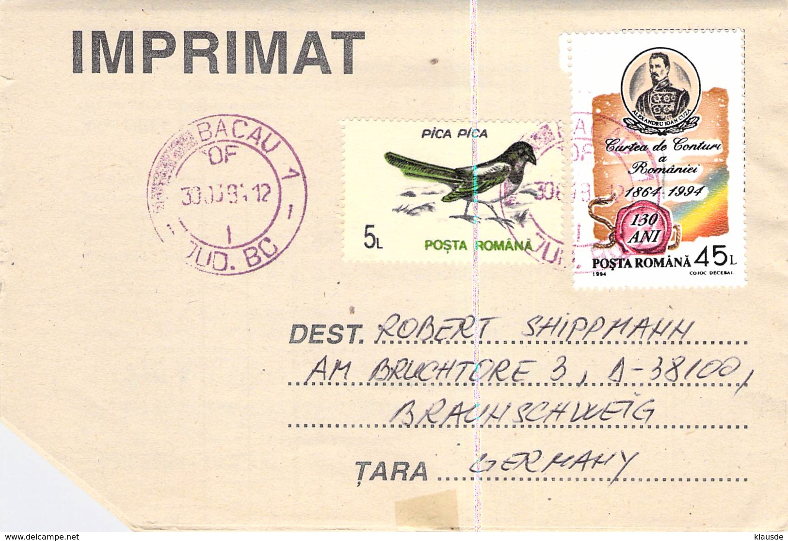 Brief Bacau>Braunschweig 1994 - Lettres & Documents