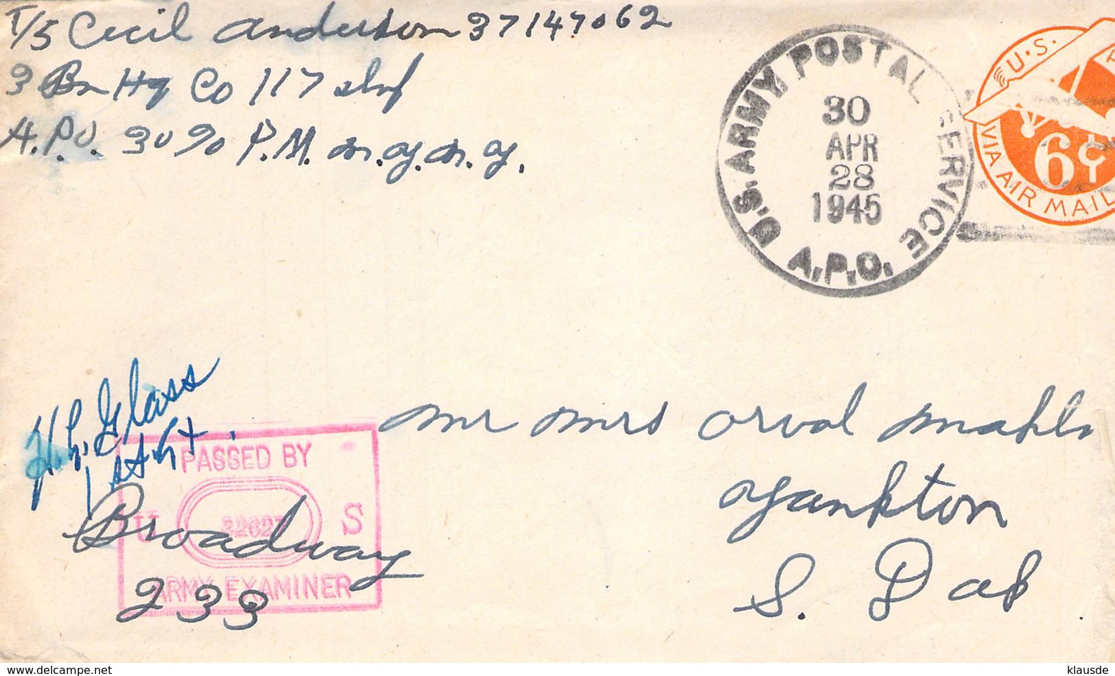 US Army Postal 1945 Mit Korrespondenz - Dokumente