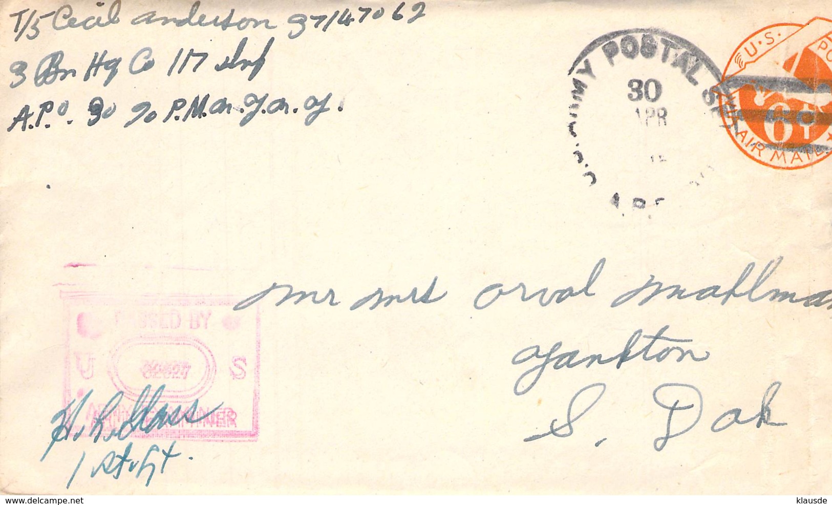 US Army Postal 1945 Mit Korrespondenz - Dokumente