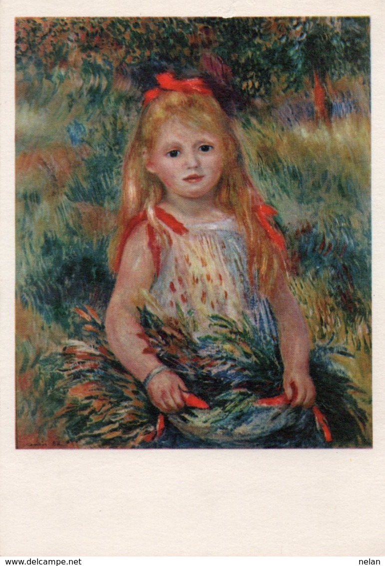 PIERRE-AUGUSTE RENOIR-YOUNG GIRL WITH FLOWERS - Peintures & Tableaux