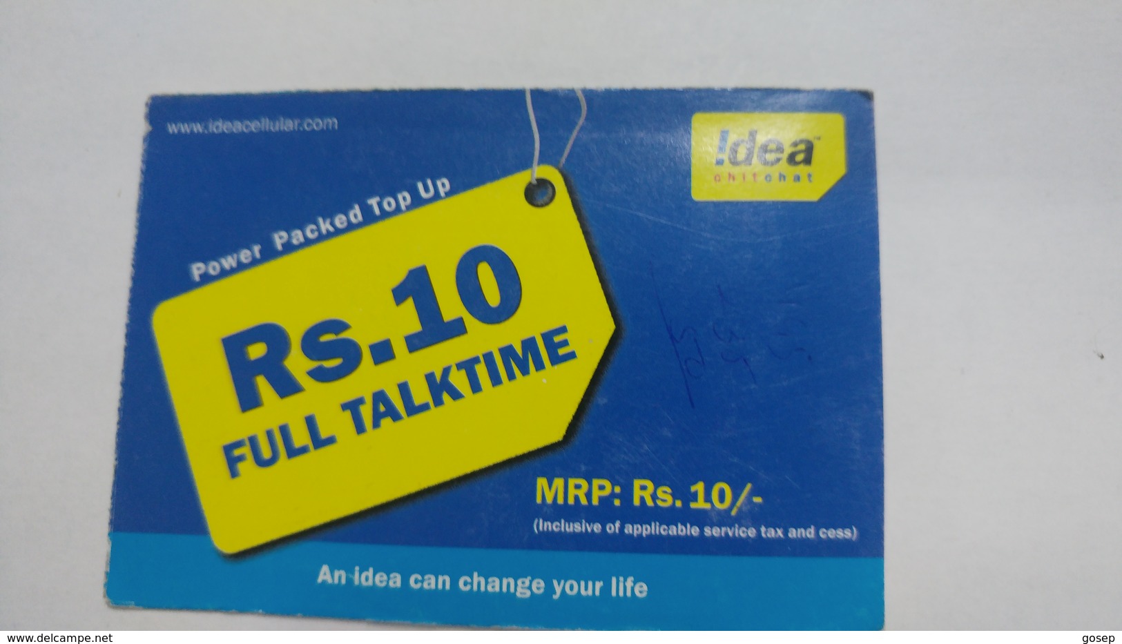 India-idea-full Talktime-card-(35)-(rs.10)-(0698599706590)-(jaipur)-()-card Used+1 Card Prepiad Free - Indien