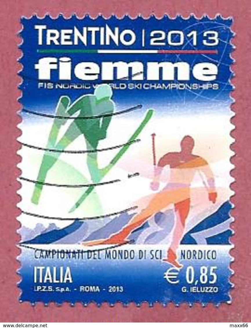 ITALIA REPUBBLICA USATO - 2013 - Campionati Del Mondo Di Sci Nordico - € 0,85 - S. 3376 - 2011-20: Usati