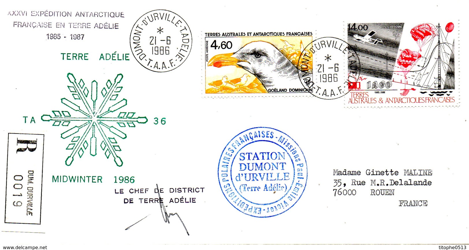 TAAF. Enveloppe Commémorative De 1986. Midwinter En Terre Adélie. - Midwinter