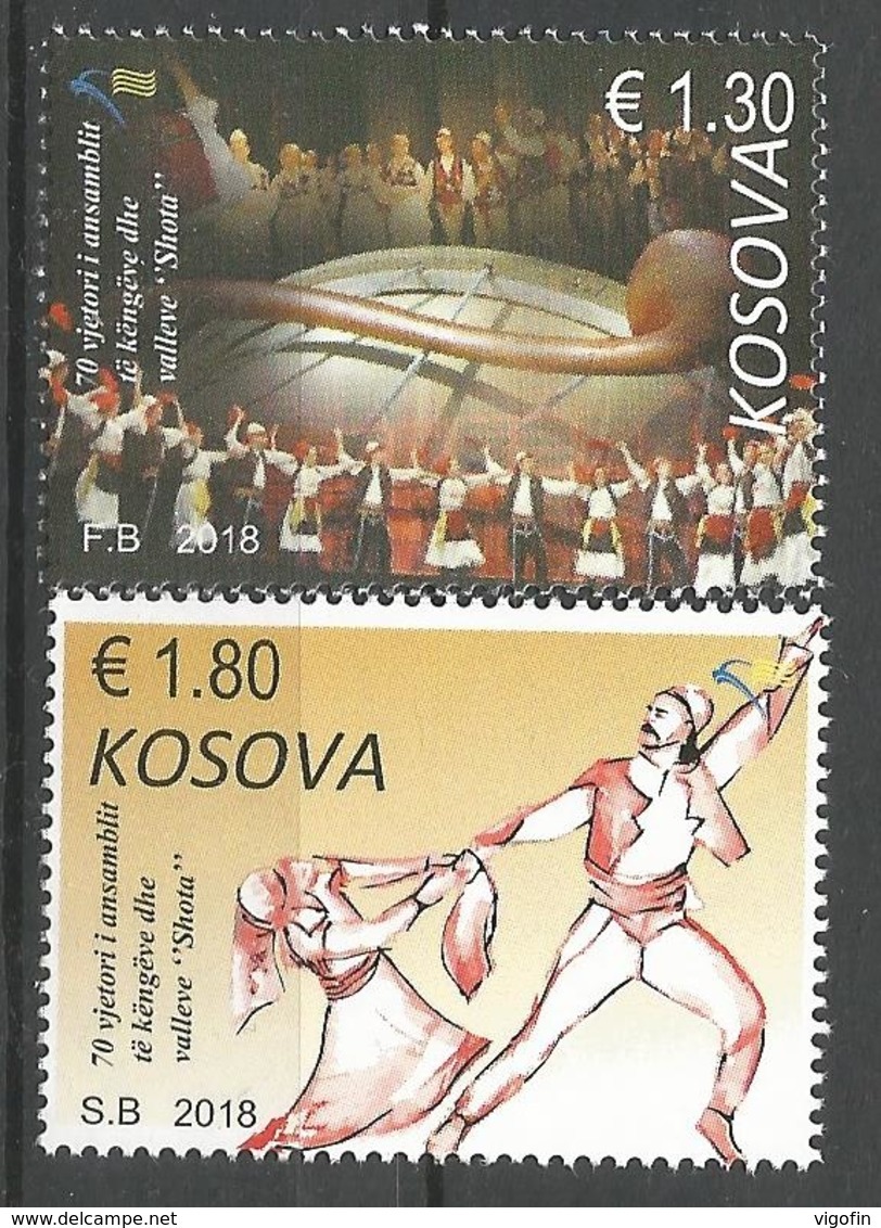 KOS 2018-16 FOLK DANCE GRUP ŠOTA, KOSOVO, 1 X 2v, MNH - Kosovo