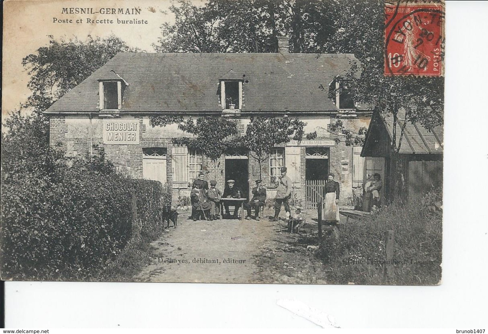 MESNIL GERMAIN   Poste Et Recette Buraliste 1910 Belle Carte Animee - Autres & Non Classés