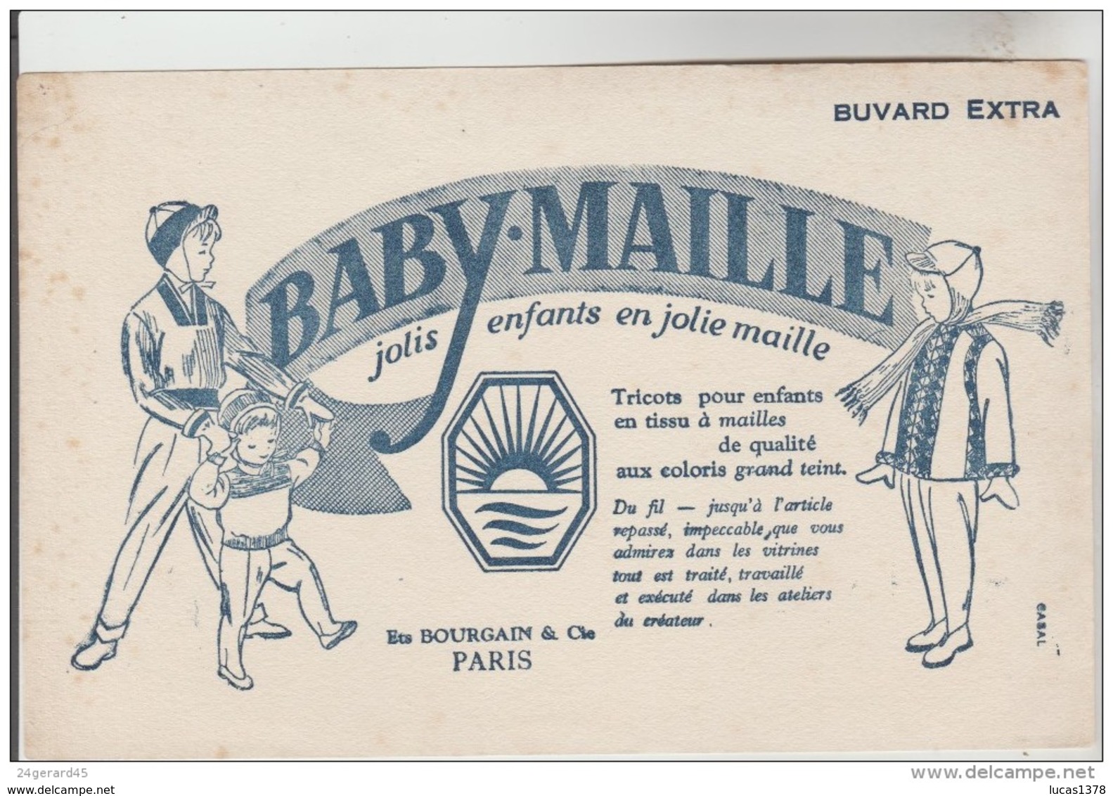 BUVARD TEXTILE VESTIMENTAIRE BABY MAILLE - Etablissements BOURGAIN Et Cie Paris - Kleidung & Textil