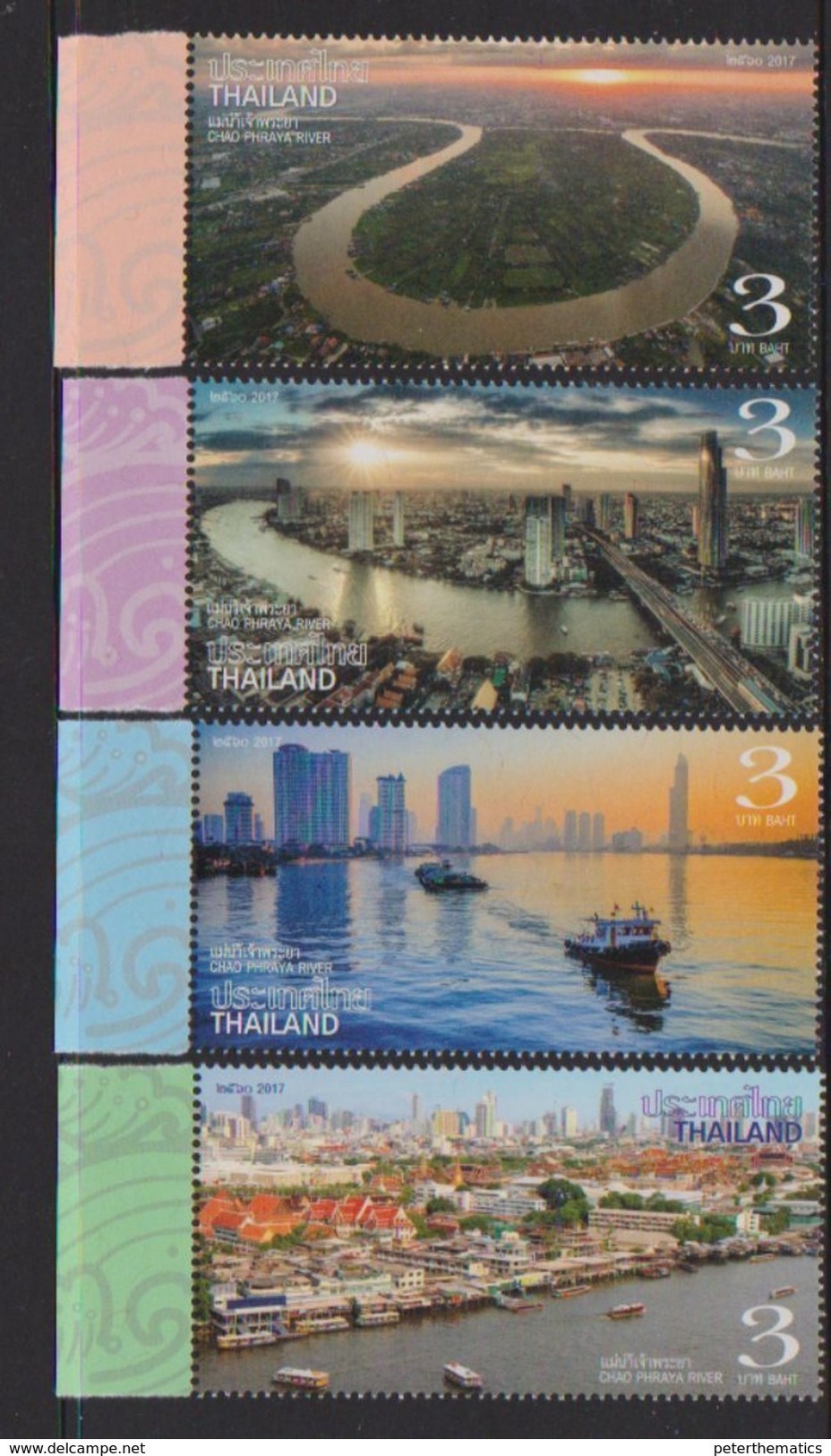 THAILAND, 2017, MNH, CHAO PRAYA RIVER, SHIPS, BOATS, BRIDGES,VIEWS,4v - Ships