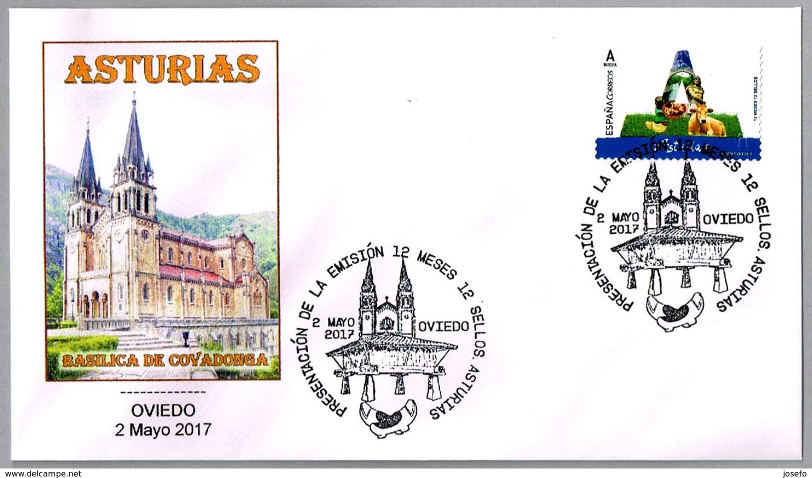 12 Meses - 12 Sellos - ASTURIAS - BASILICA DE COVADONGA. Oviedo 2017 - Iglesias Y Catedrales