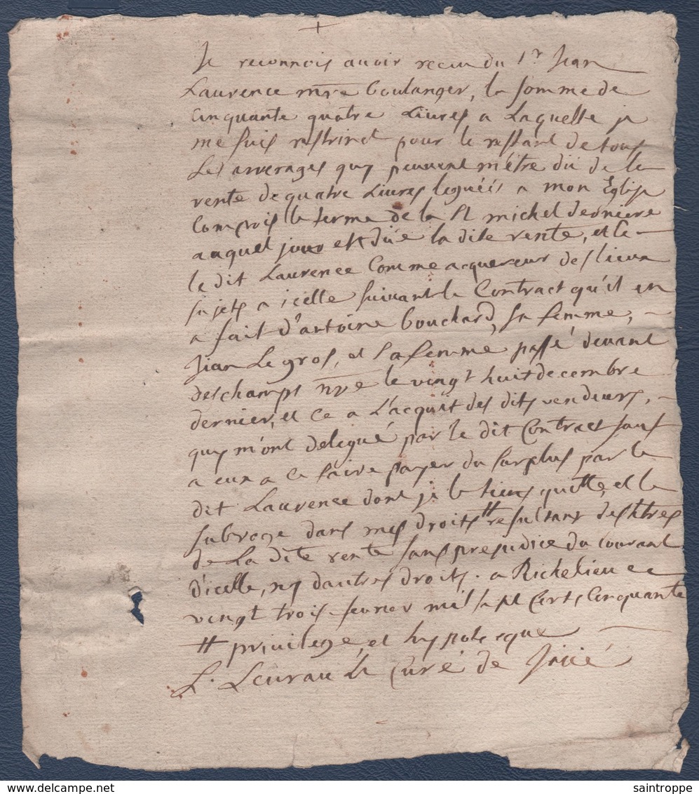 Manuscrit De 1750.Richelieu. - Manuscrits