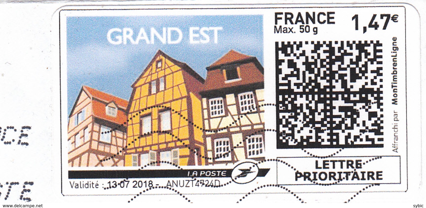 FRANCE - Montimbrenligne / Grand Est - 50g  - 2018 / Sur Fragment - Covers & Documents