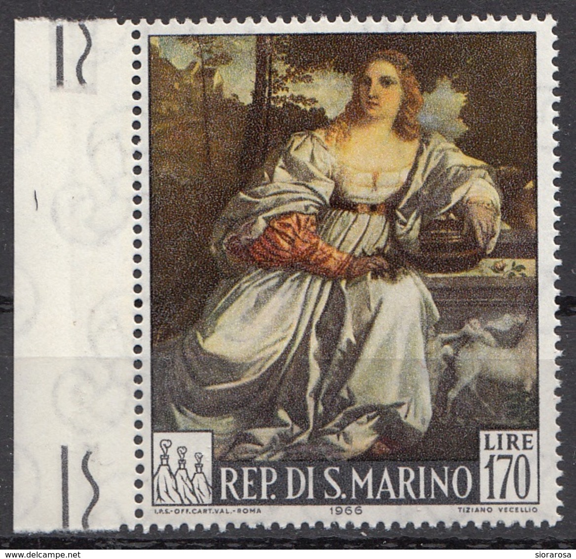 San Marino 1966 Bf. 728 "Amor Sacro, Amor Profano" Quadro Dipinto Da Tiziano Vecellio Titian Used Paintings Tableau MNH - Madonne