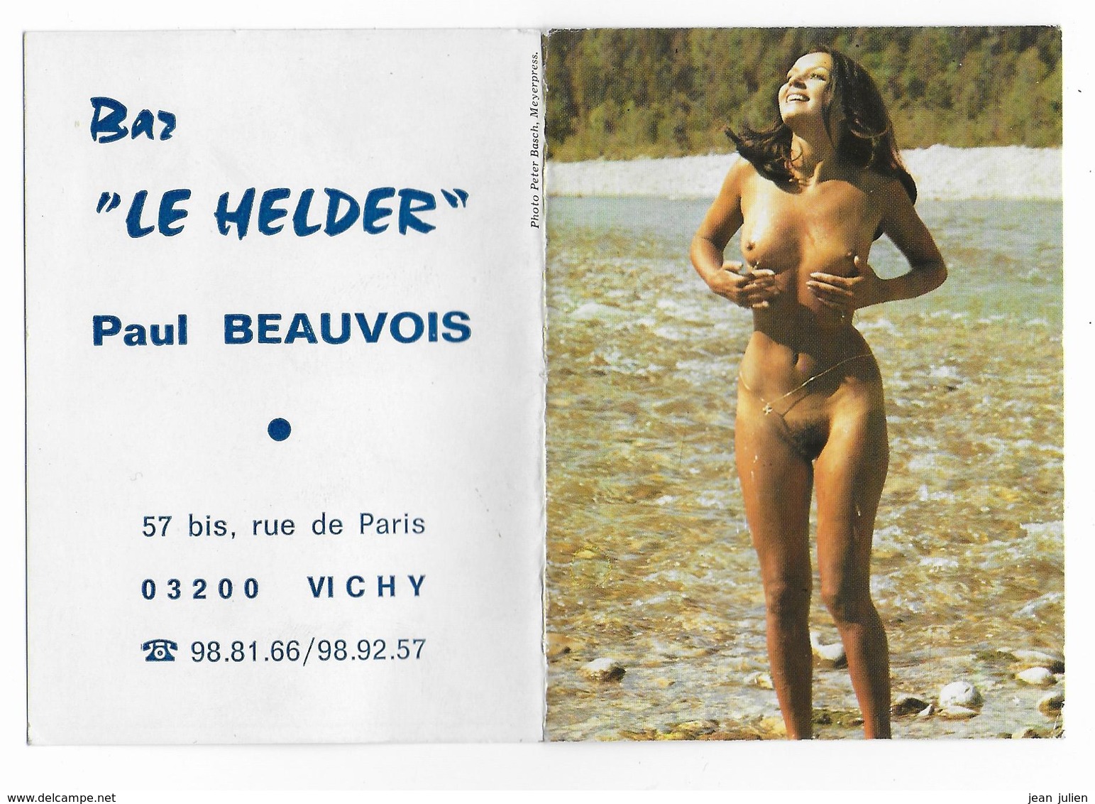 03 - VICHY - PETIT CALENDRIER  -   Femme Nue  -  1978 - Bar " Le Helder " - Paul BEAUVOIS - Petit Format : 1971-80