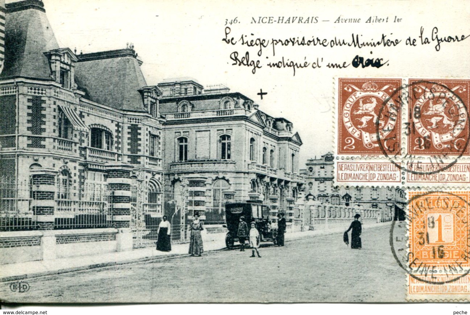 N°67551 -oblitération Le Havre (spécial) Sur Timbres Belges En 1915 -ministère De La Guerre- - Otros & Sin Clasificación