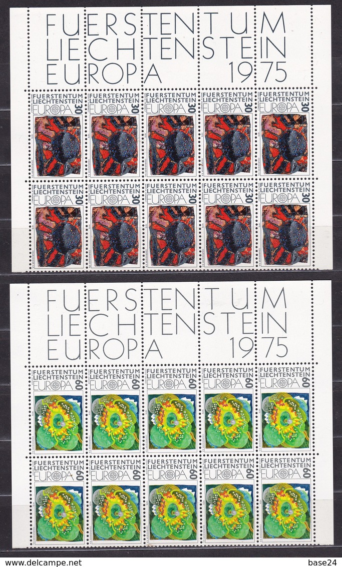 1975 Liechtenstein EUROPA CEPT EUROPE 10 Serie Di 2v. Blocco MNH** - 1975