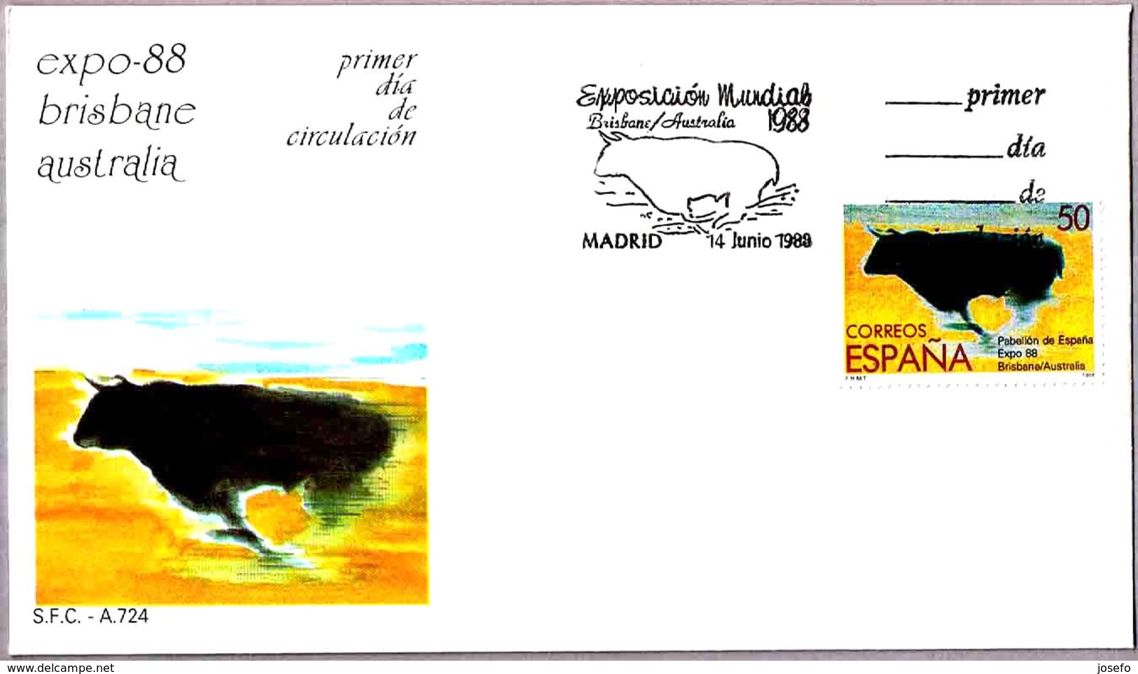 EXPO 1988 BRISBANE - TORO - BULL. SPS/FDC Madrid 1988 - Otros & Sin Clasificación