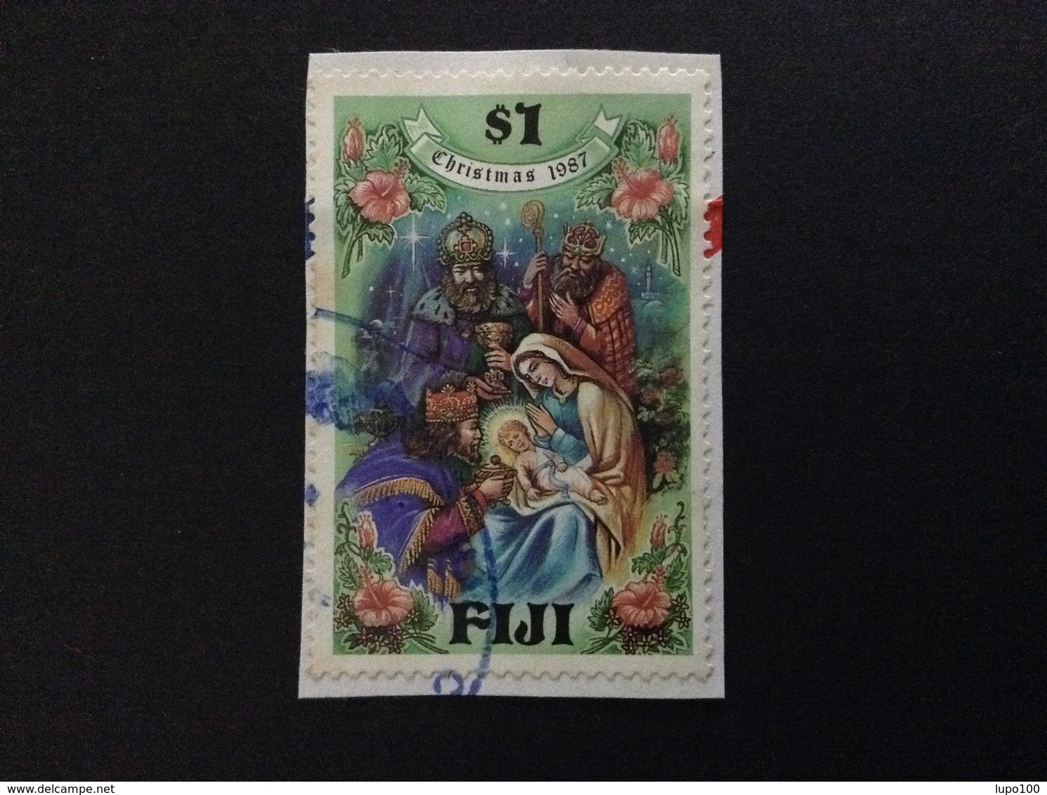 1987 FIJI CHRISTMAS 1 $ FRANCOBOLLO USATO STAMP USED - Fiji (1970-...)