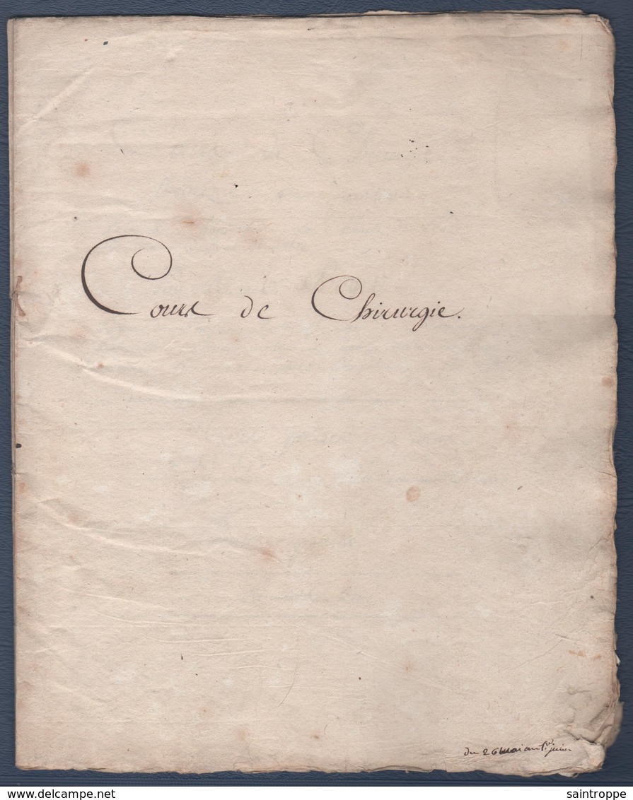 Cahier Ancien. Cours De Chirurgie.Paris Hôpital De La Charité.A.Boyer Baron De L'Empire.Premier Chirurgien De L'empereur - Manuscrits