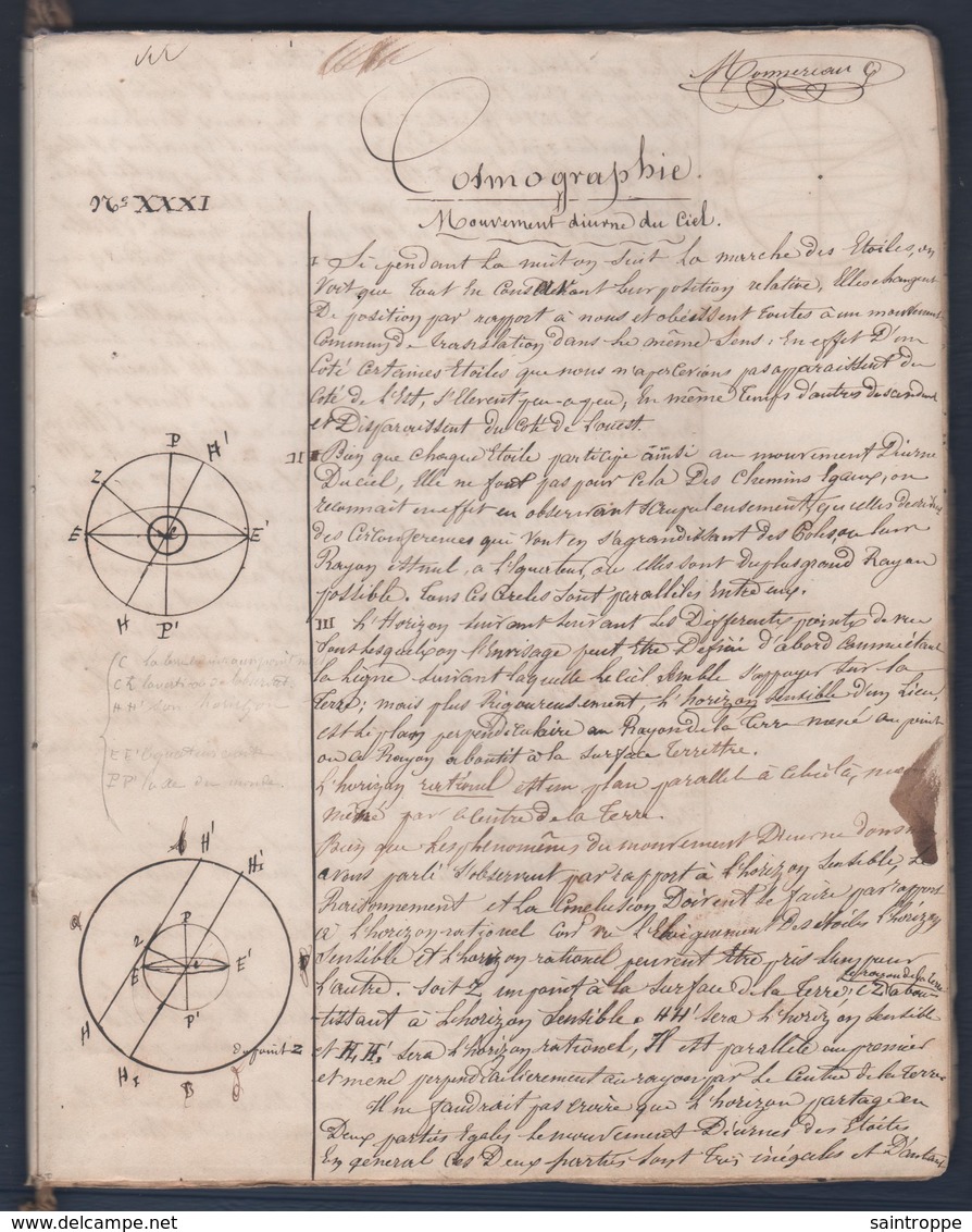 10 Scans à Découvrir, Superbe Cahier Ancien. Cours D'Algèbre,Cosmographie Et Géométrie.1849. - Manuscrits