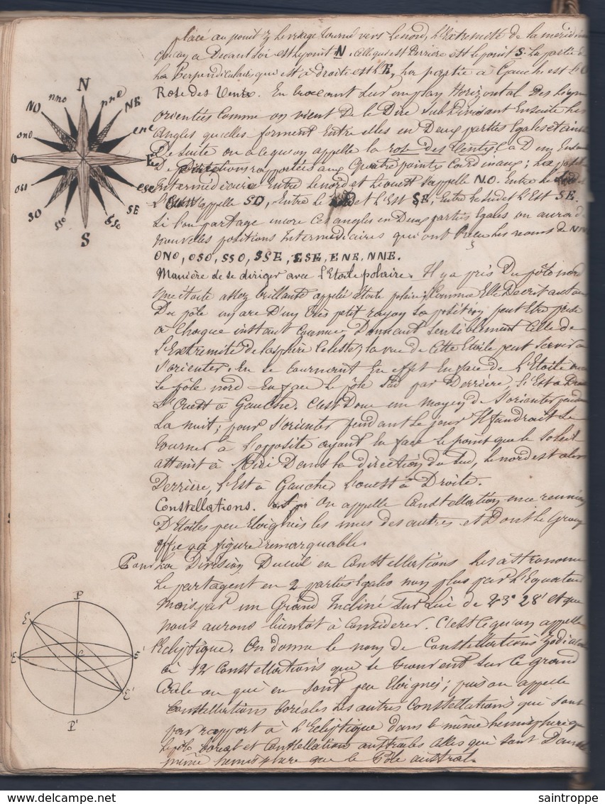 10 Scans à Découvrir, Superbe Cahier Ancien. Cours D'Algèbre,Cosmographie Et Géométrie.1849. - Manuscrits