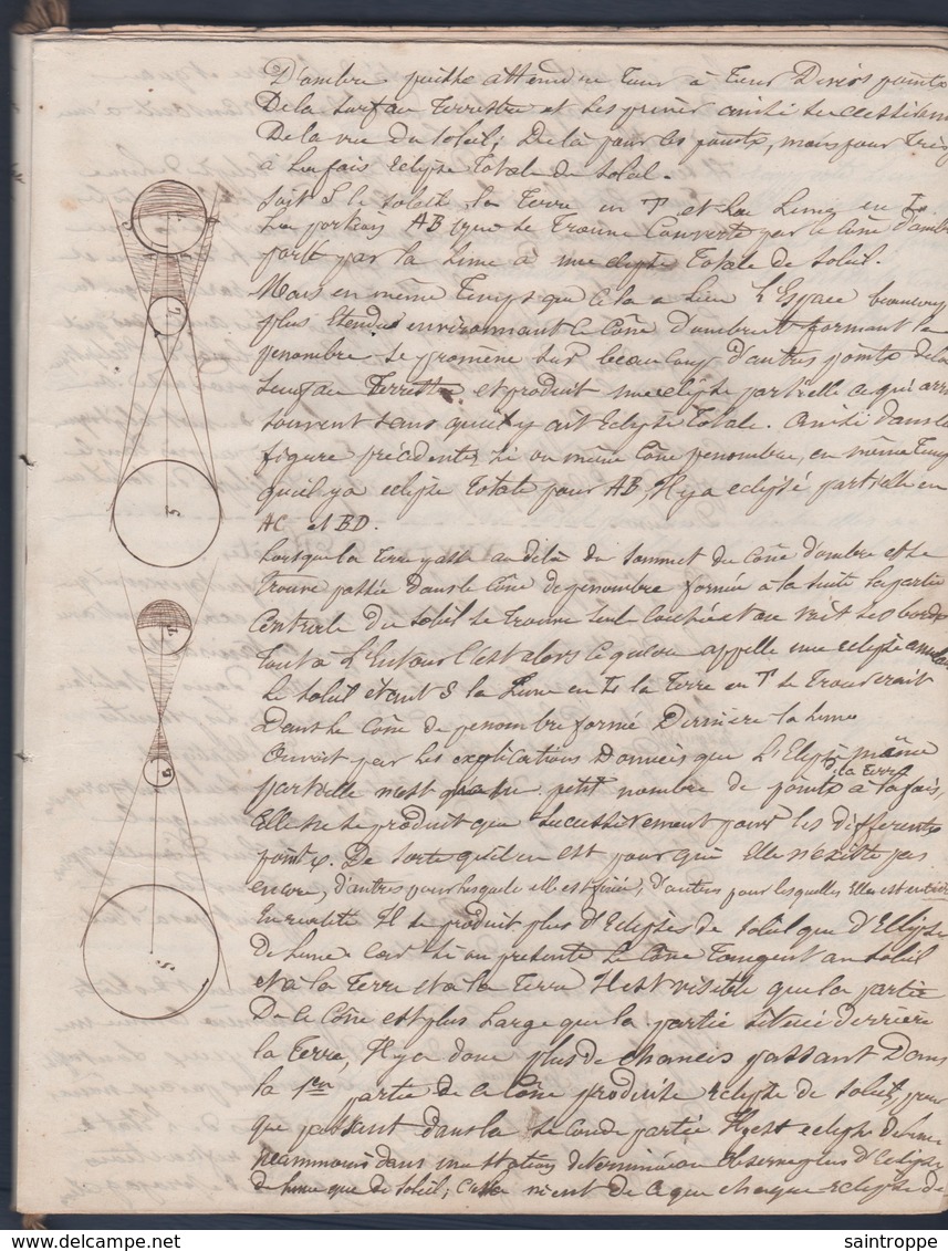 10 scans à découvrir, superbe Cahier ancien. Cours d'Algèbre,Cosmographie et Géométrie.1849.