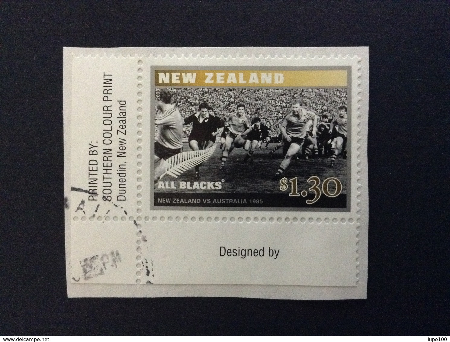 NEW ZEALAND 1985 RUGBY ALL BLACKS 1.30 $ FRANCOBOLLO USATO STAMP USED - Usati