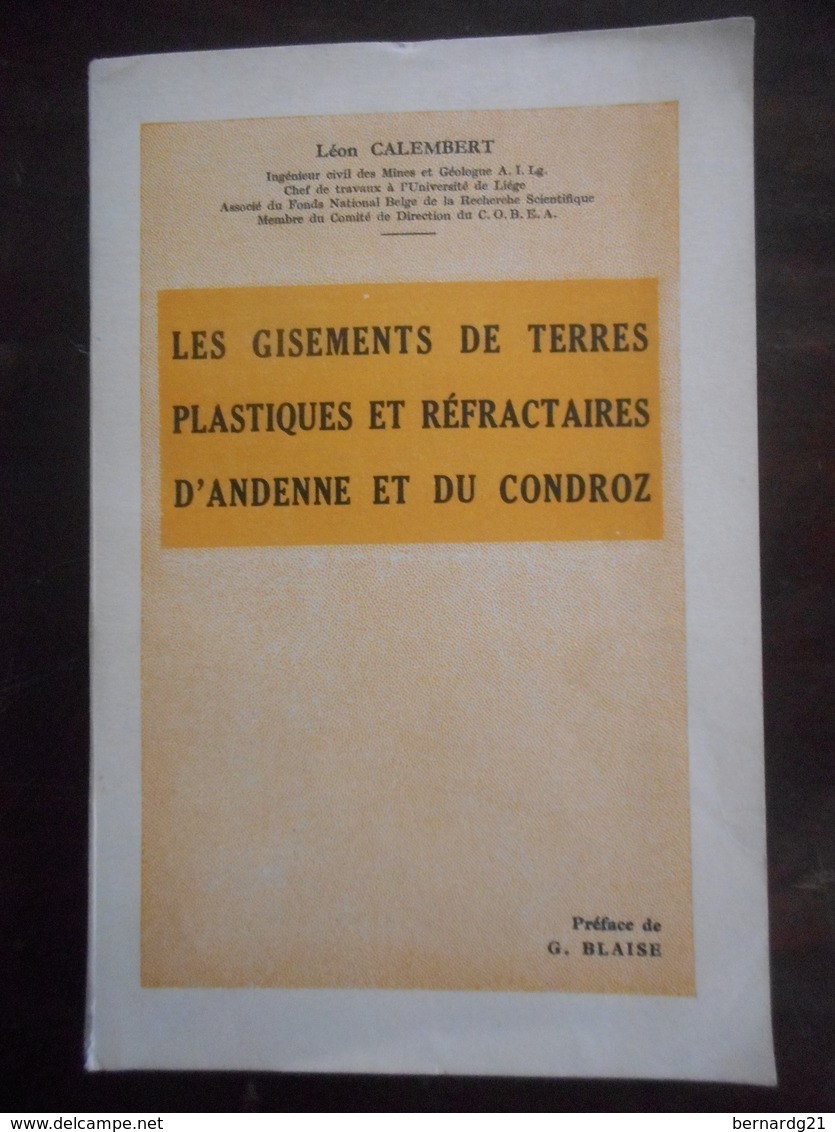 LES GISEMENTS DE TERRES PLASTIQUES ET RÉFRACTAIRES D'ANDENNE ET DU CONDROZ GÉOLOGIE MINES HISTOIRE - Belgique