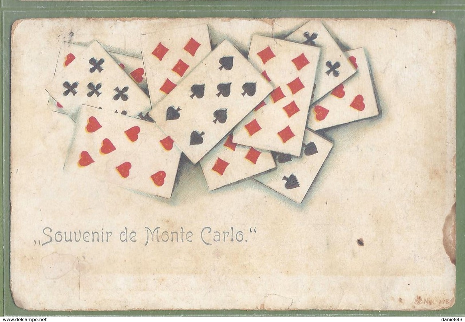 CPA Fantaisie Dos Précurseur,  Très Rare - MONACO - SOUVENIR DE MONTÉ CARLO -  Cartes à Jouer - - Monte-Carlo