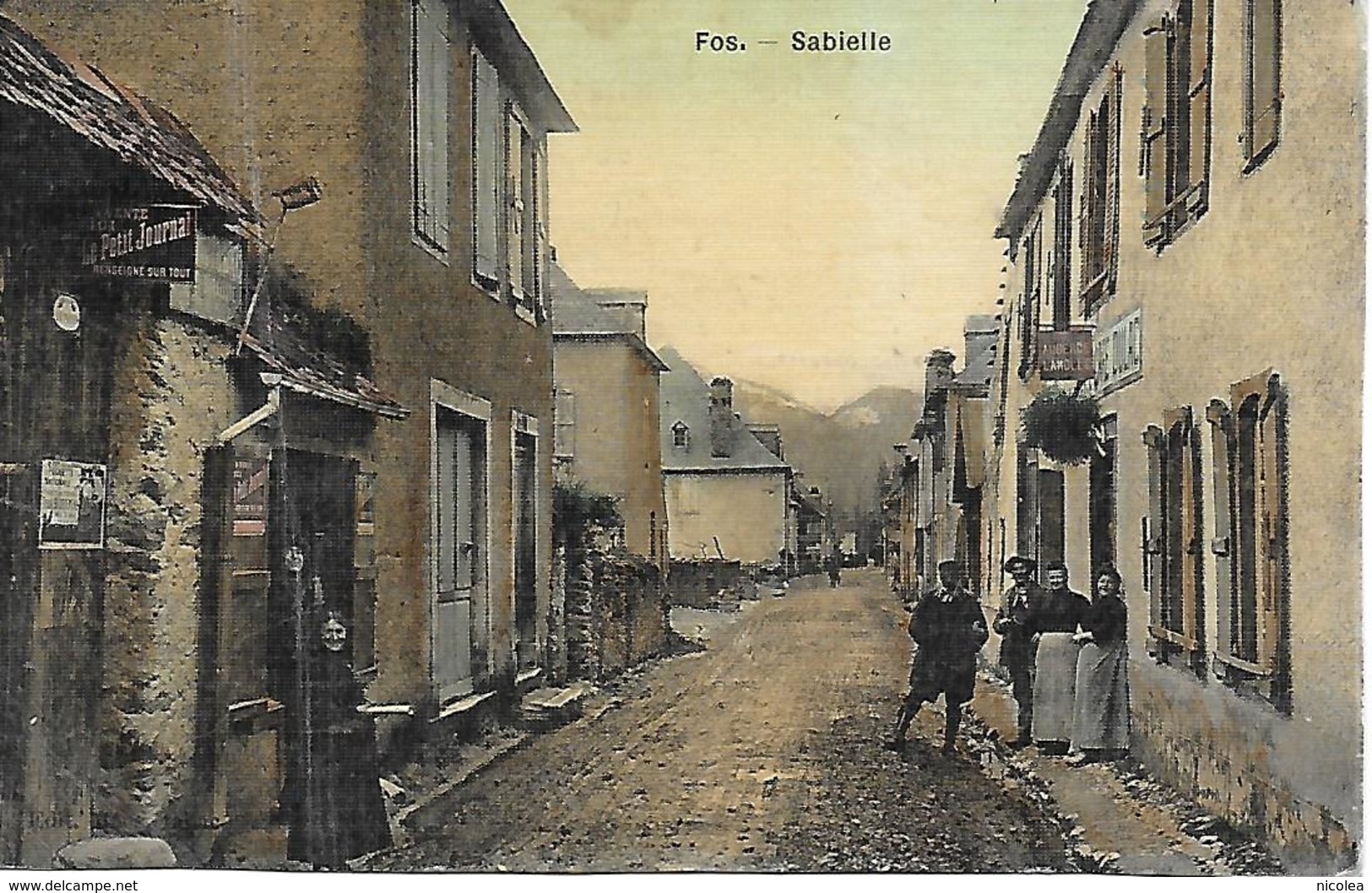 31 - HAUTE GARONNE - FOS QUARTIER SABIELLE RUE ANIMEE TABAC - HOTEL DU LAC PROPRIETAIRE LANOLEE  TRES RARE ! - Autres & Non Classés