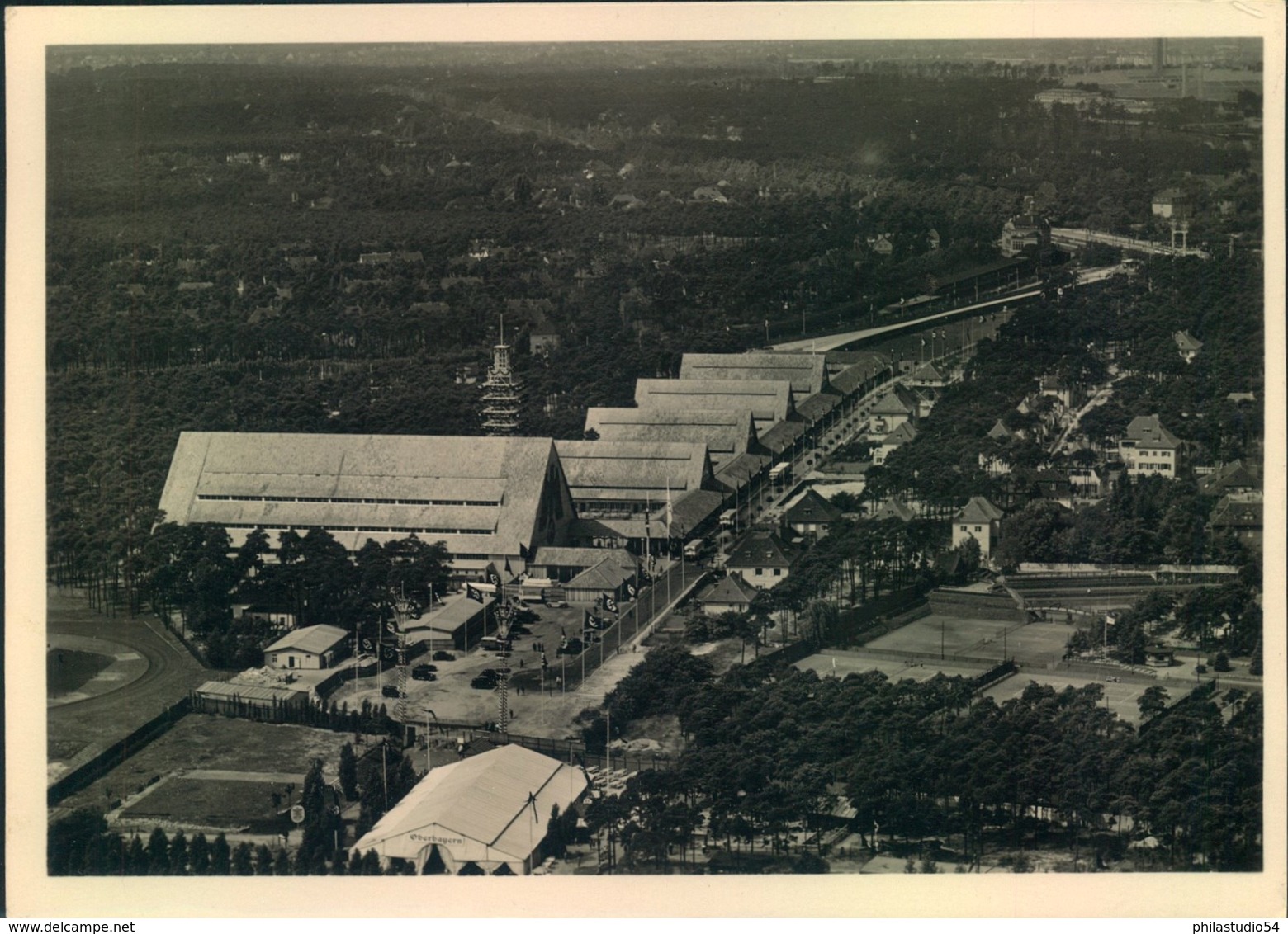 Olympia 1936, Luftbild K.d.F. Stadt Mit Entsprechendem Sonderstempel - Jeux Olympiques